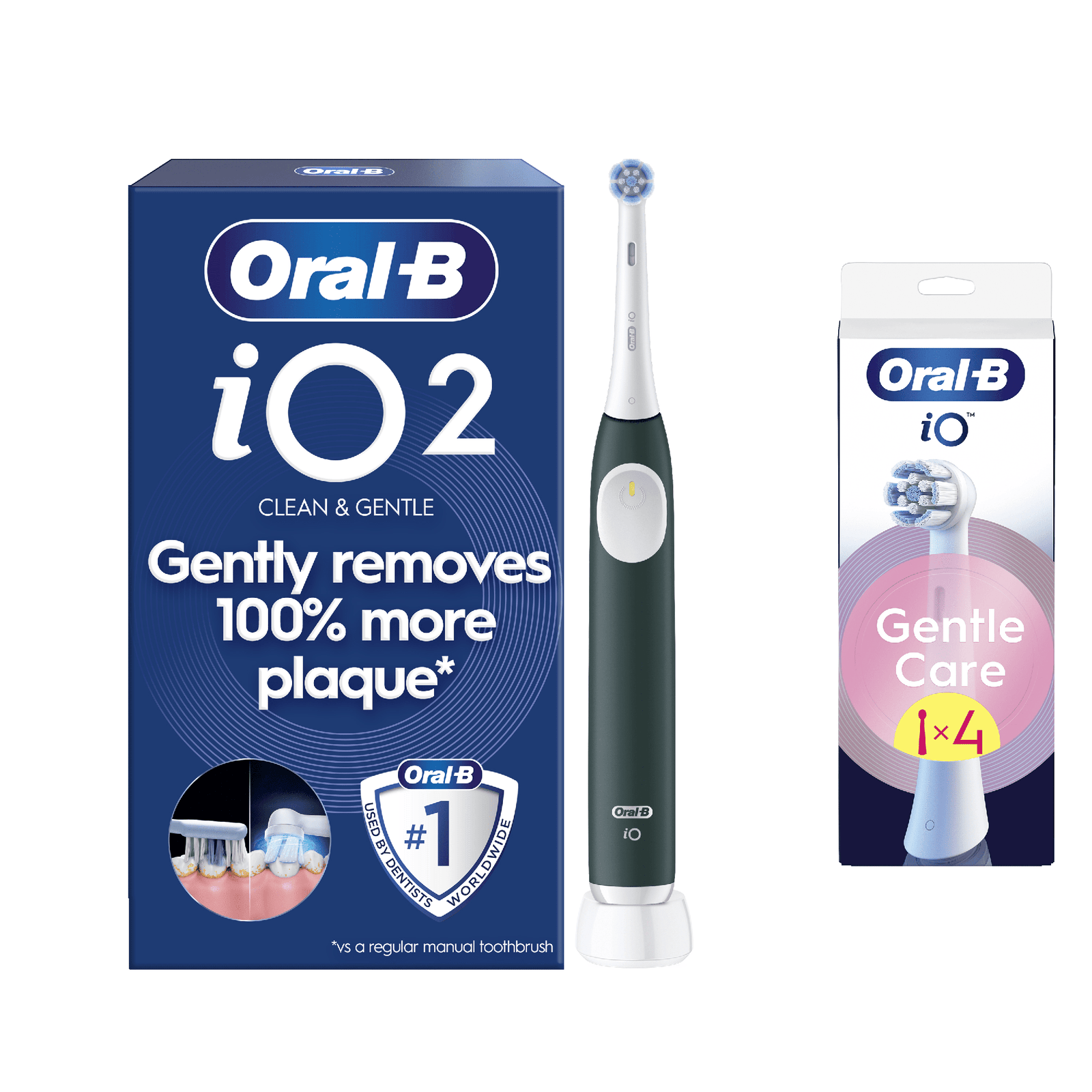 Oral-B iO2 Electric Toothbrush - Without Toothpaste - Toothbrush + 4 Toothbrush Heads (Gentle Care)