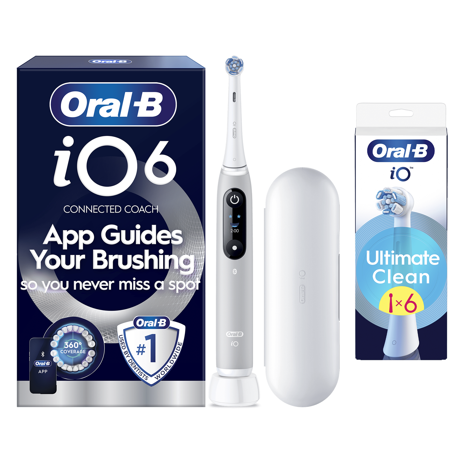 Oral-B iO 6 Grey Electric Toothbrush - Toothbrush + 6 Toothbrush Heads