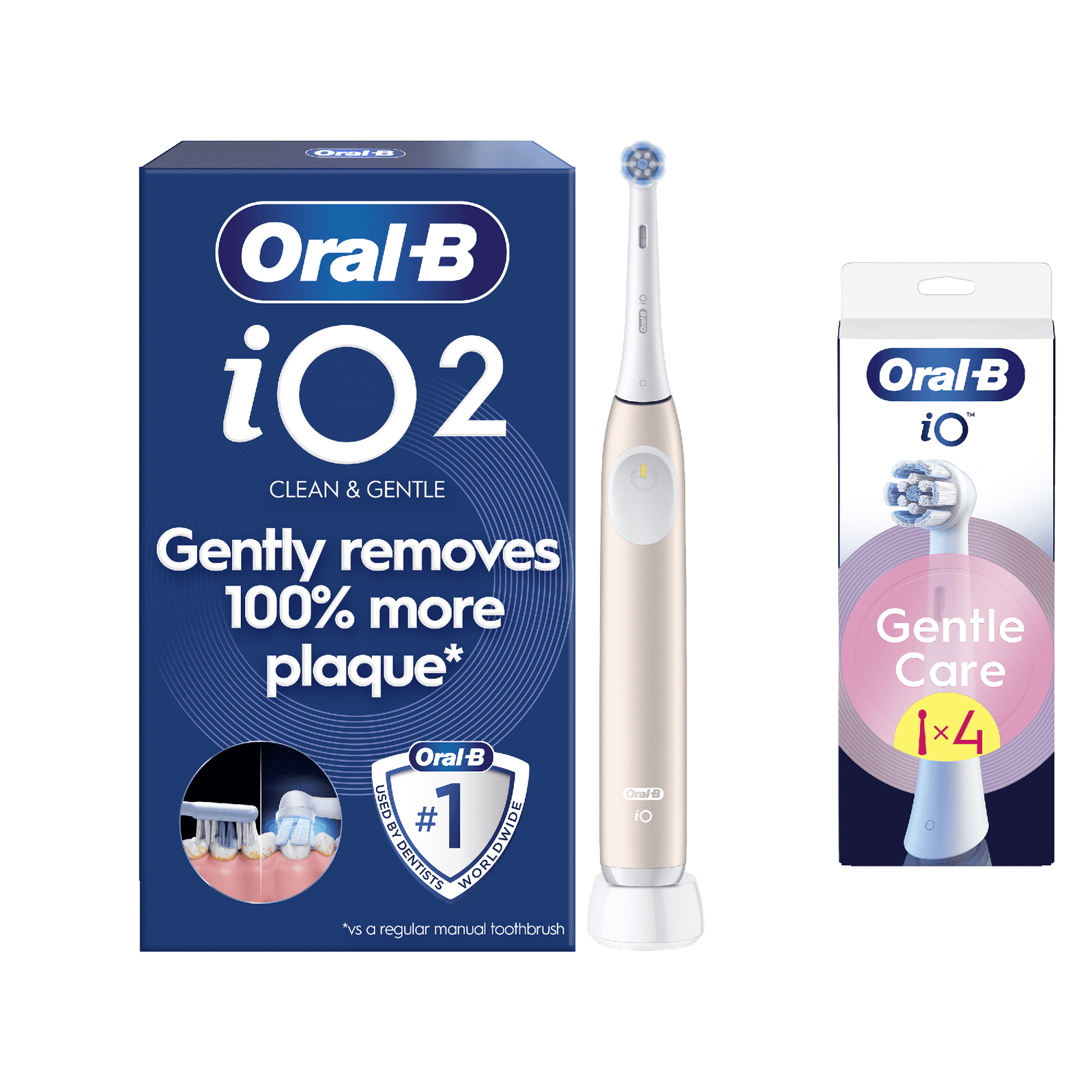 Oral-B iO2 Electric Toothbrush - Without Toothpaste - Toothbrush + 4 Toothbrush Heads (Gentle Care)