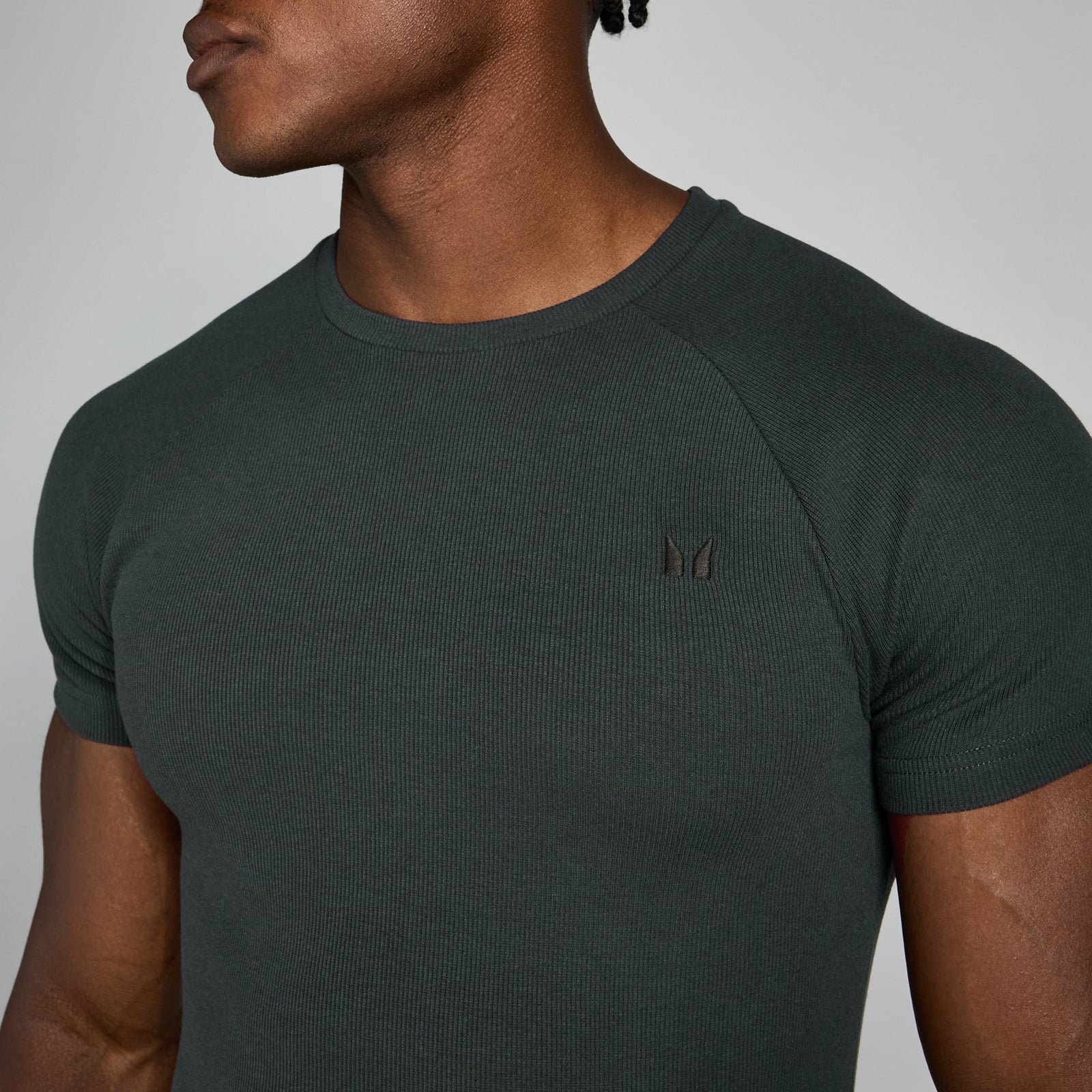 MP Herren Origin geripptes T-Shirt in Muskelpassform – Verwaschenes Schwarz - S — Bild 5