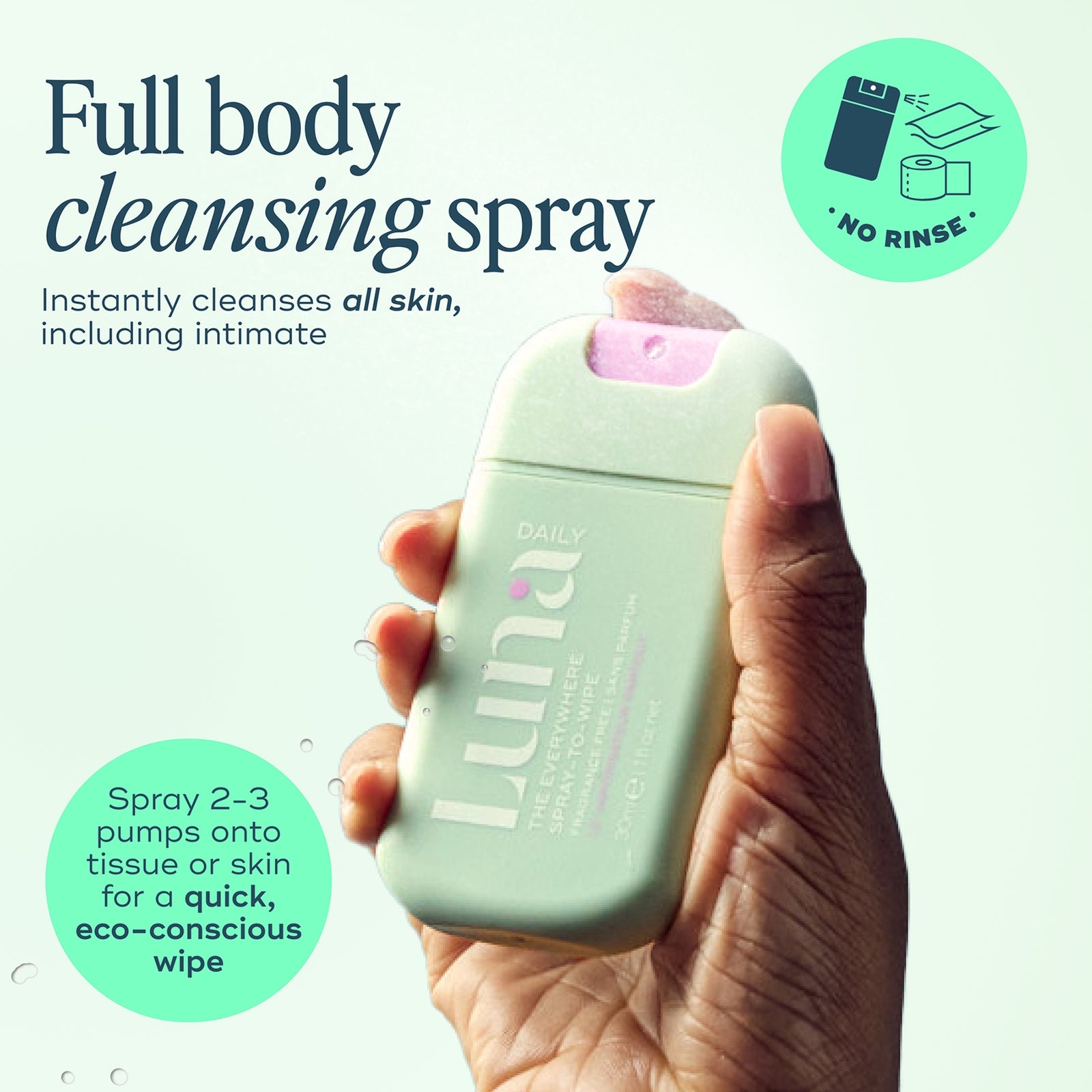 Luna Daily The Everywhere Spray-To-Wipe Cleansing Body Spray Travel Kit 2