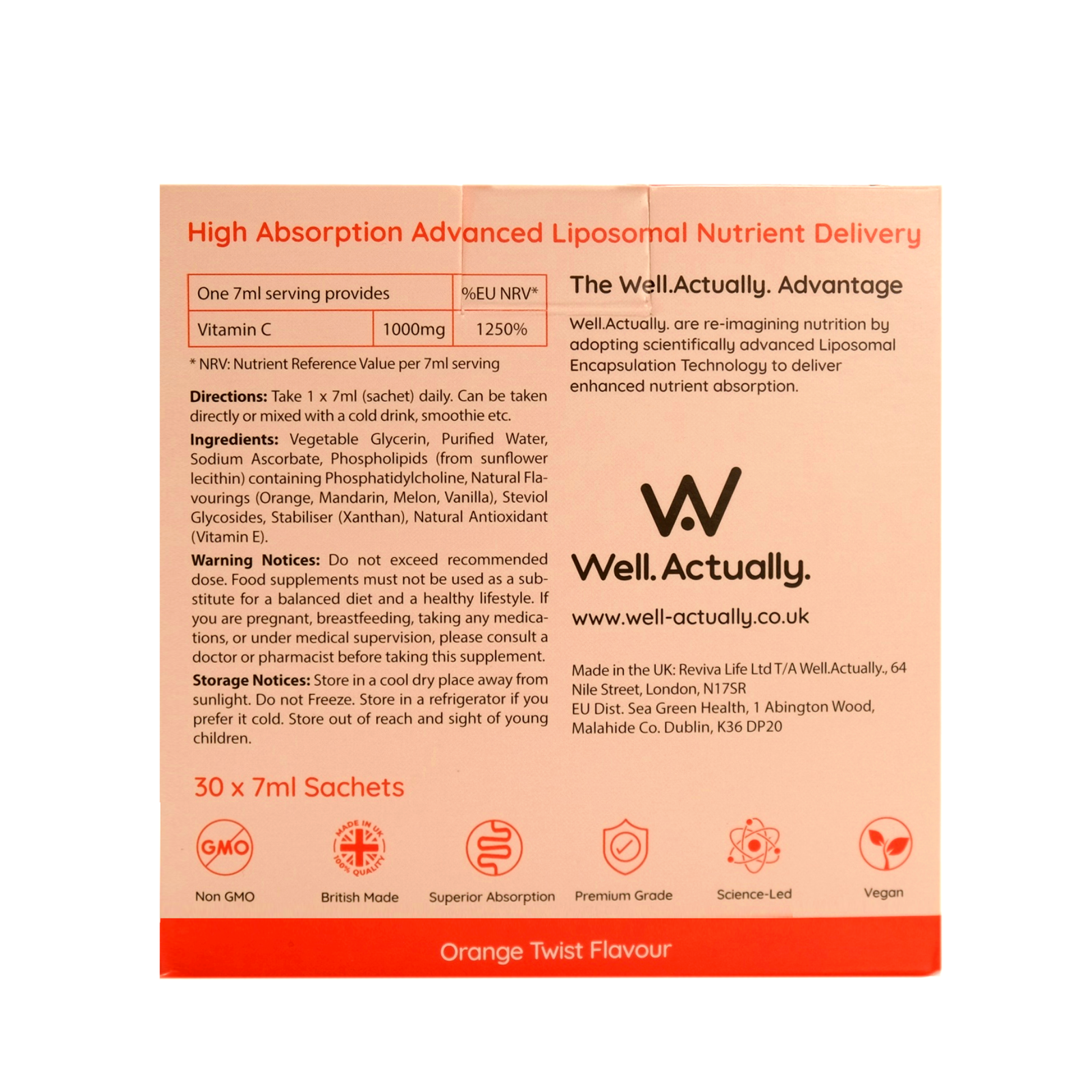 Well.actually. Liposomal Vitamin C 1000mg - 7ml Sachet - 30 Pack
