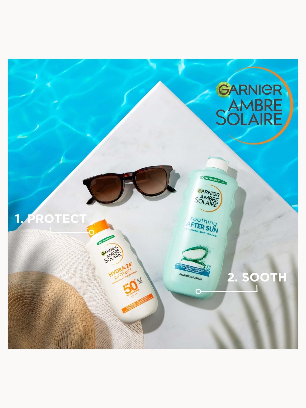 Garnier Ambre Solaire SPF50+ Suncream Face, Body & Aftersun Bundle 3
