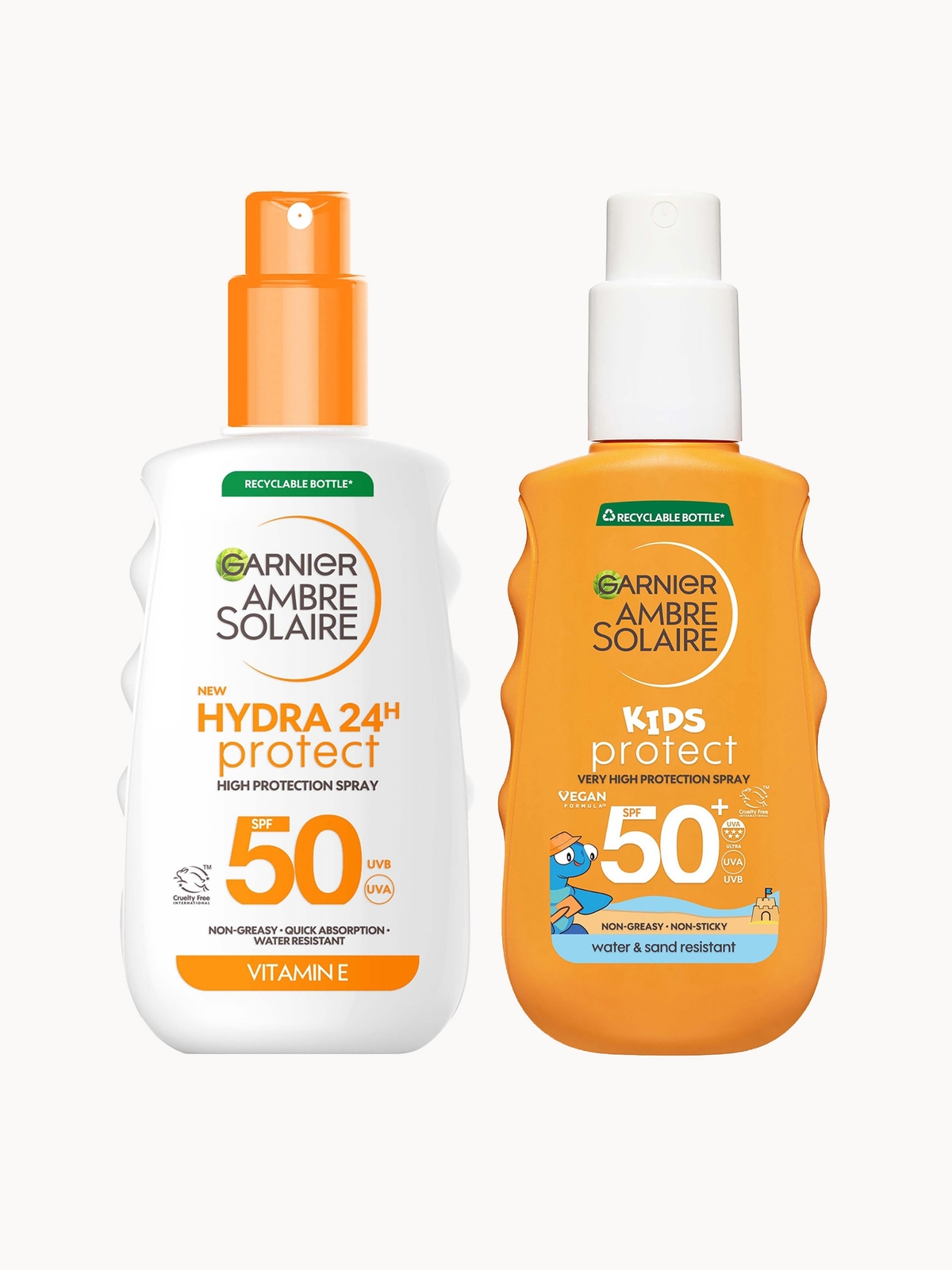 Garnier Ambre Solaire Adults & Kids SPF50 Suncream Spray 150ml Bundle