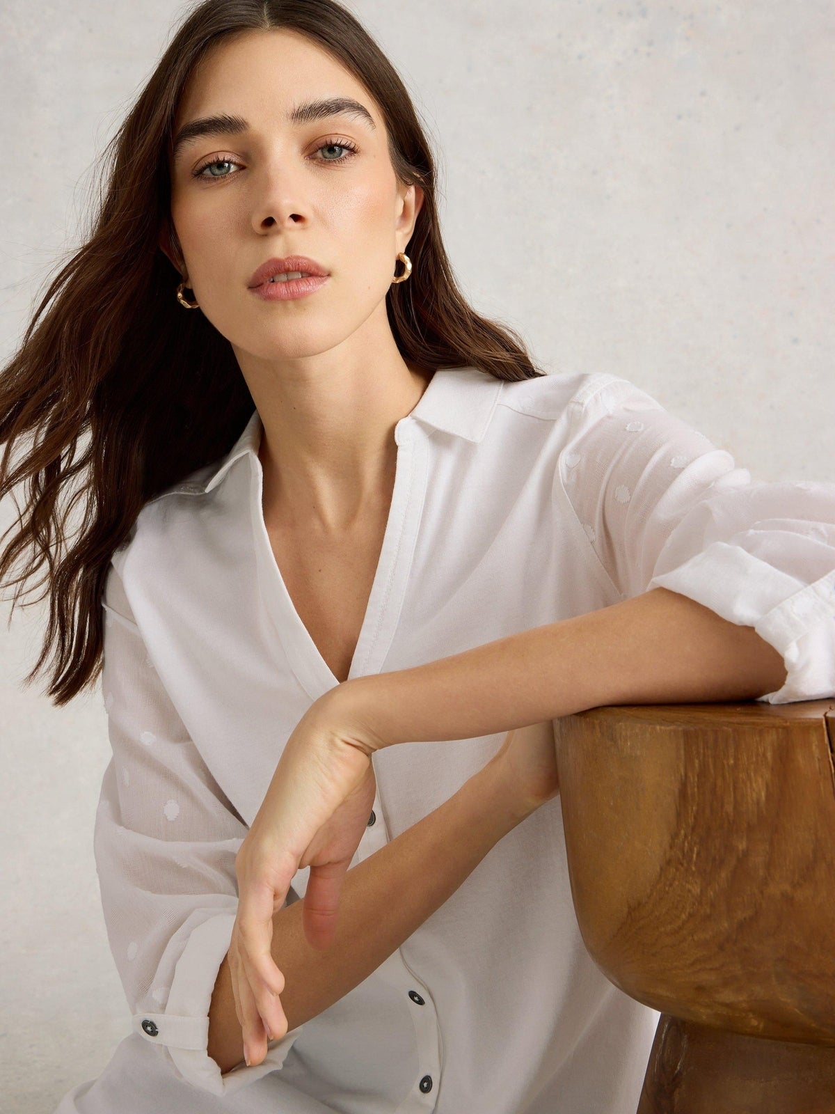 Lange Bluse Annie aus Material-Mix - 52