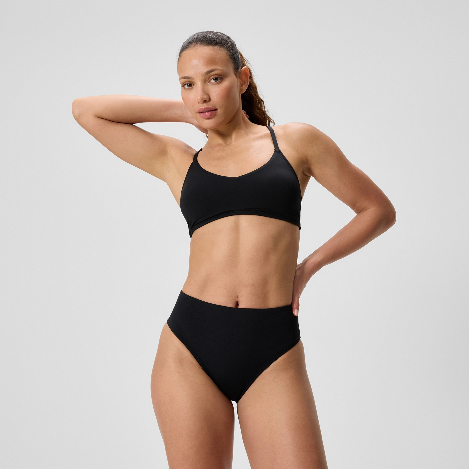 Women's Cheeky High Waist Bikini Bottom Black