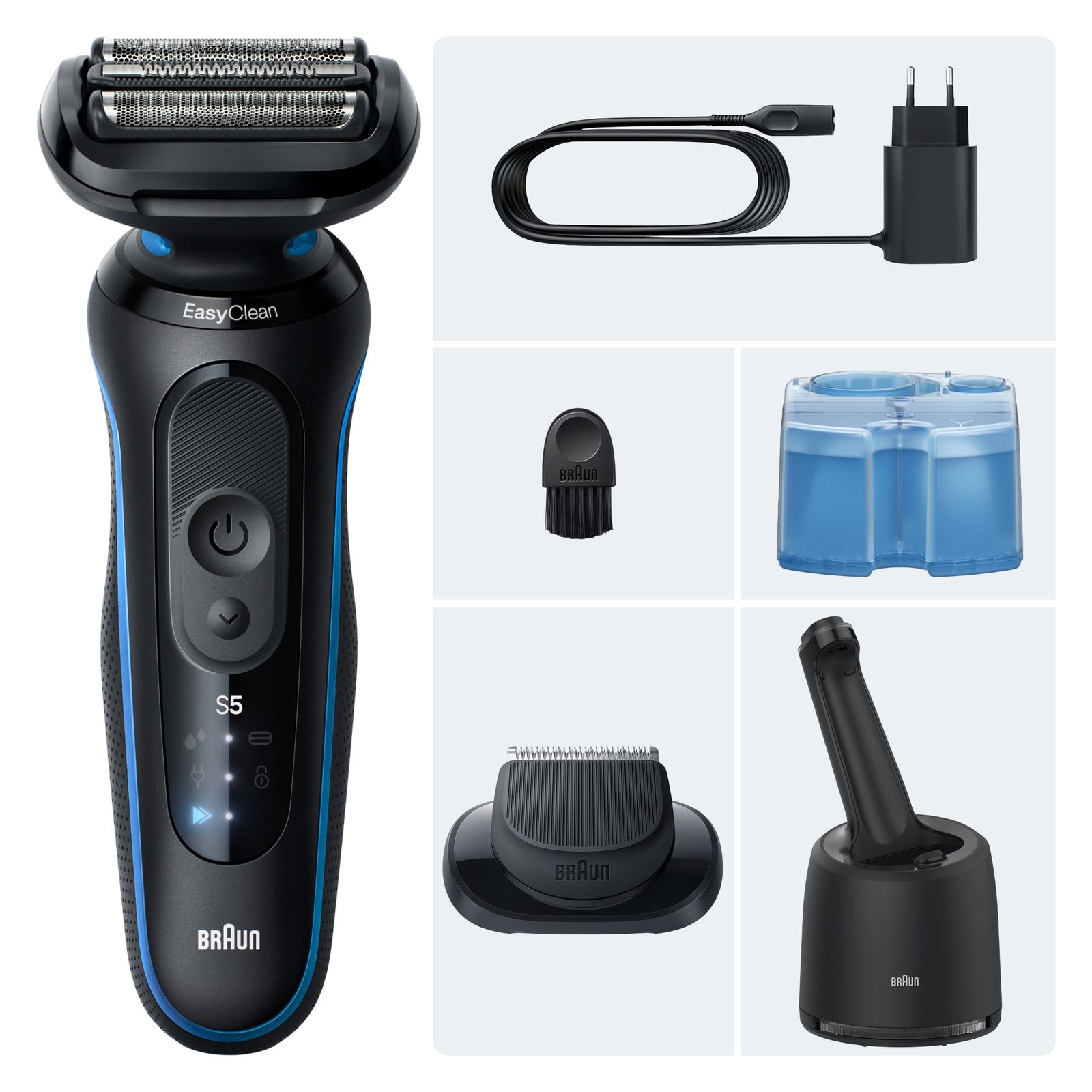 Braun Series 5 52-B7200cc Men’s Electric Shaver, Wet & Dry Foil Razor, 50-Min Battery, Smartcare Centre, Blue - Image 7