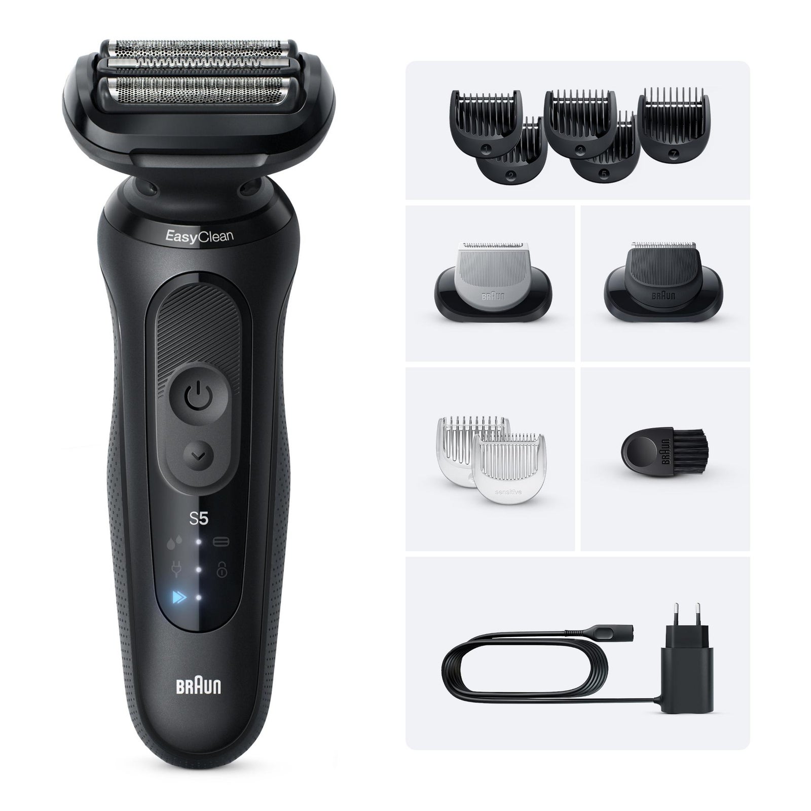 Braun Series 5 Elektrorasierer Bis zu 50 min +2 Aufsätze 52-N1650si Schwarz: retailer-supplied image