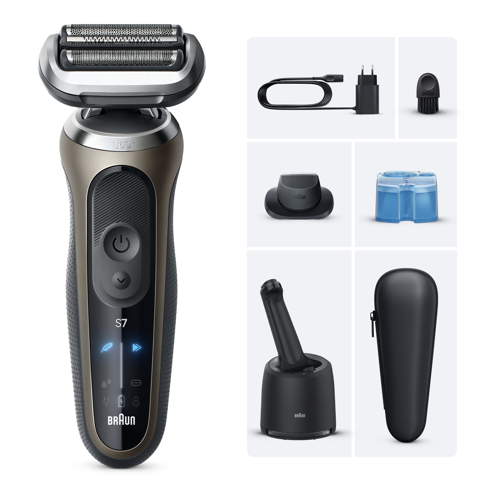 Braun Series 7 Elektrorasierer SmartCare Center +1 Aufsatz 72-C7200cc Gold: retailer-supplied image