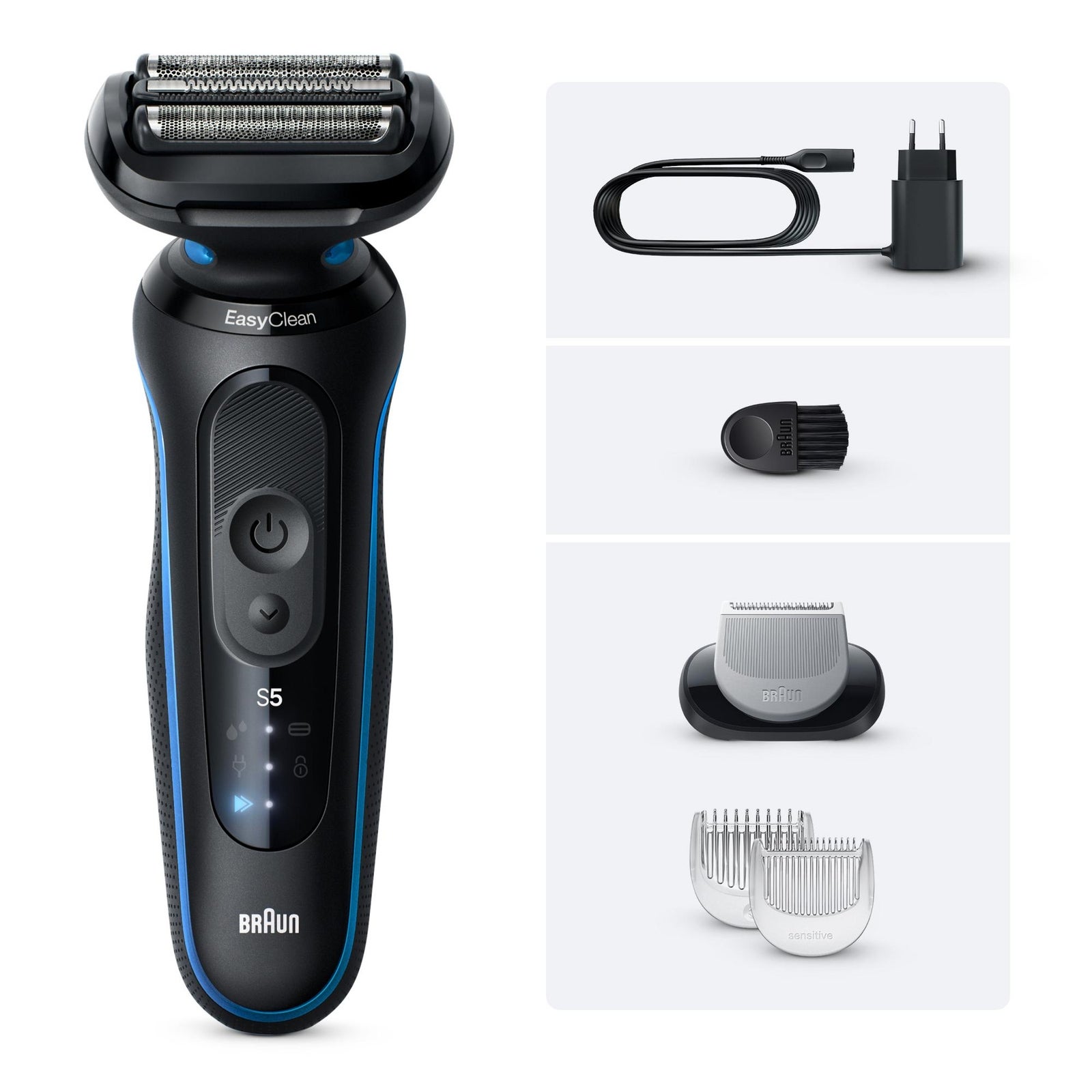 Braun Series 5 Elektrorasierer Bis zu 50 min +1 Aufsatz 52-B1600s Blau: retailer-supplied image