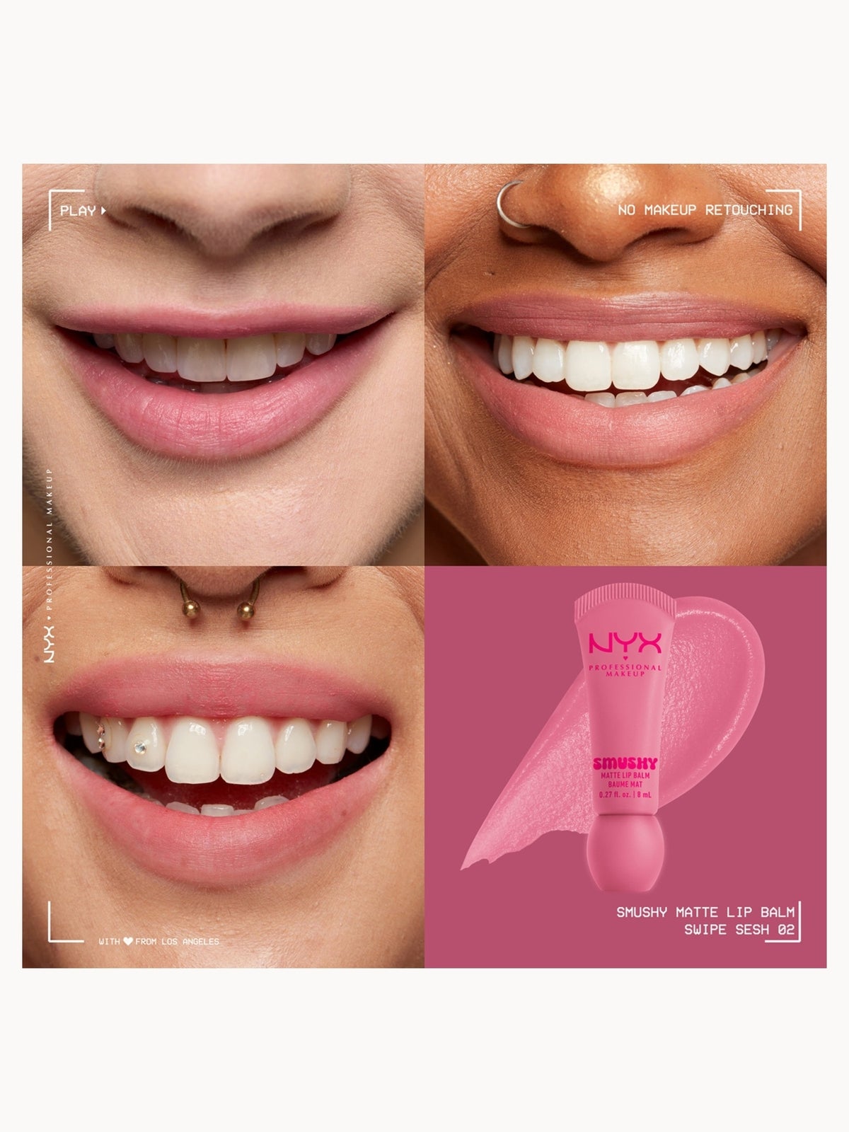 NYX Professional Makeup Smushy, Matte Lip Balm, Soft Diffused Colour, Matte Finish - Swipe Sesh 3