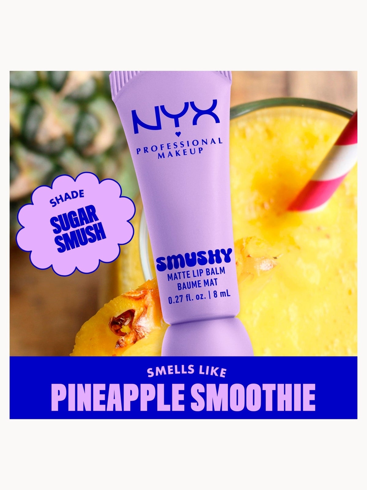 NYX Professional Makeup Smushy, Matte Lip Balm, Soft Diffused Colour, Matte Finish - Sugar Smush 4