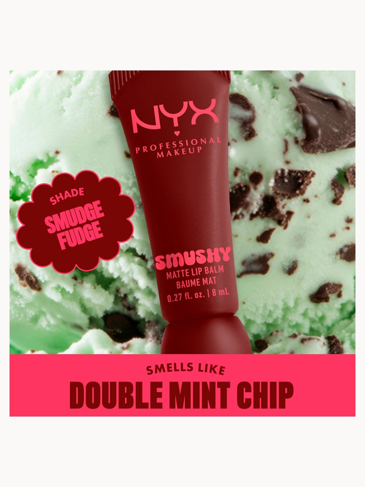 NYX Professional Makeup Smushy, Matte Lip Balm, Soft Diffused Colour, Matte Finish - Smudge Fudge 3