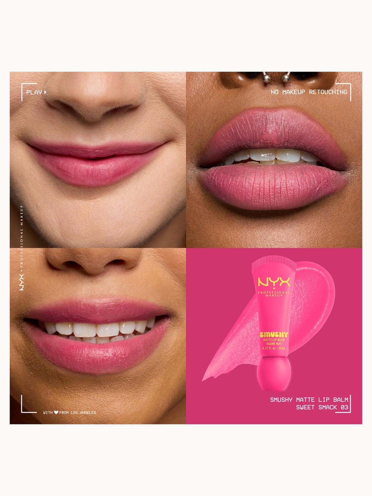 NYX Professional Makeup Smushy, Matte Lip Balm, Soft Diffused Colour, Matte Finish - Sweet Smack 3