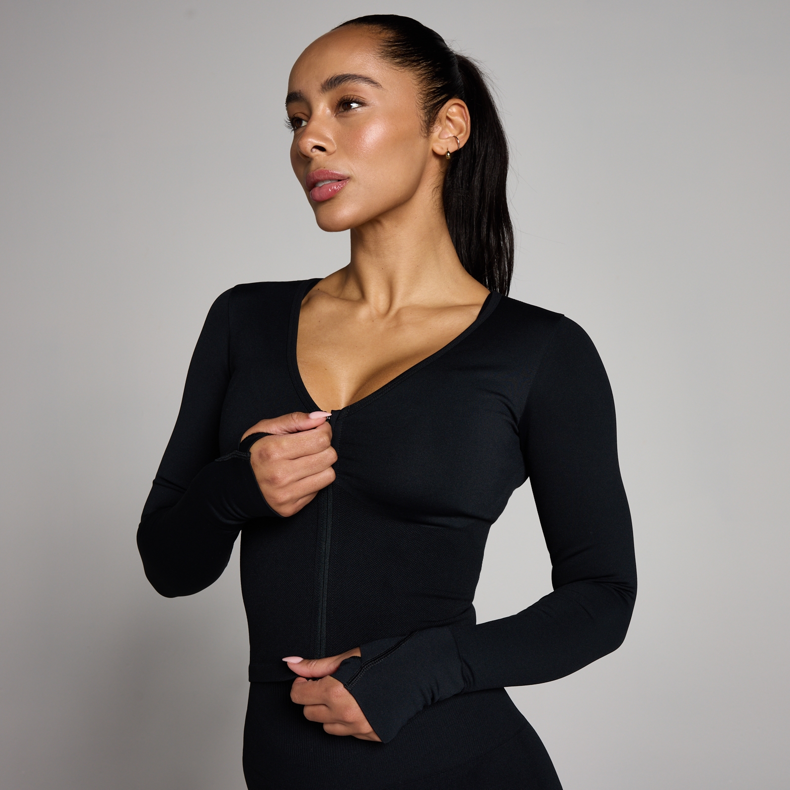 Thumbnail - MP Damen Tempo Nahtlos Verkürzte Jacke - Schwarz - S