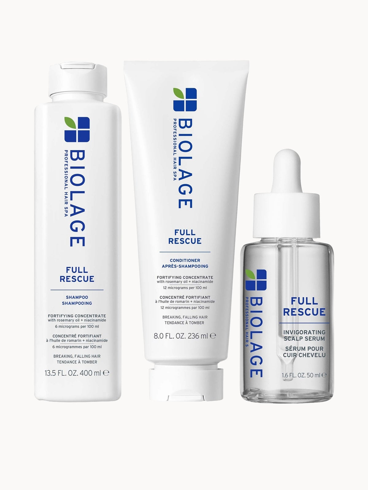 Biolage Full Rescue Shampoo 400ml, Conditioner 236ml and Oil-Balancing Serum 50ml Bundle