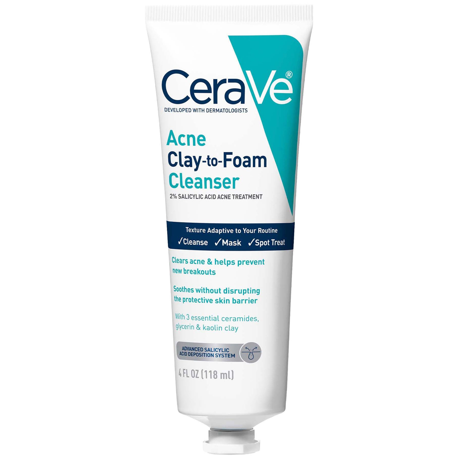 CeraVe Acne Clay To Foam Cleanser For Acne-Prone Skin, 4 fl. oz | Dermstore