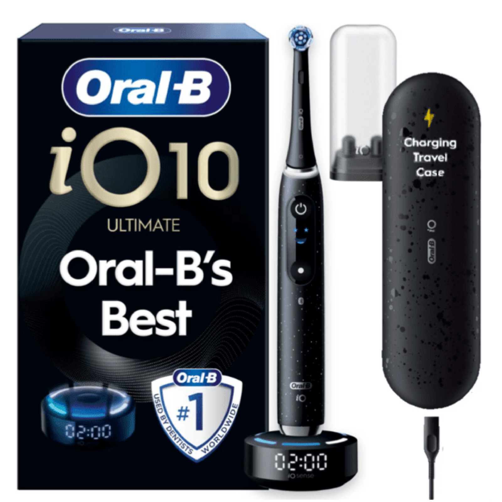 Oral B iO10 Cosmic Black Electric Toothbrush with Charging Travel Case - Toothbrush