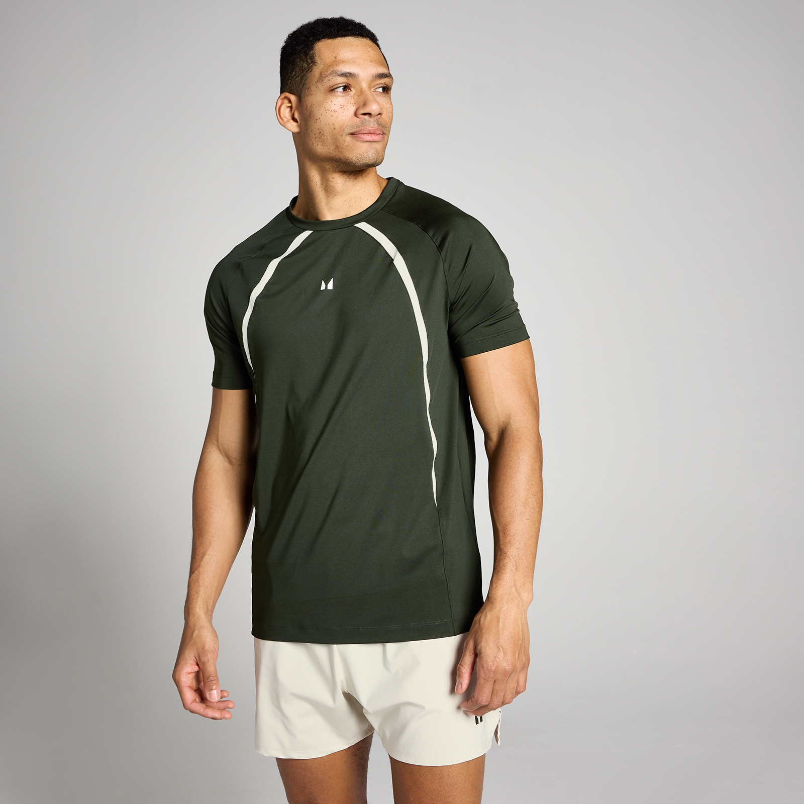 T-shirt MP Tempo con inserti uomo - Verde foresta - XS