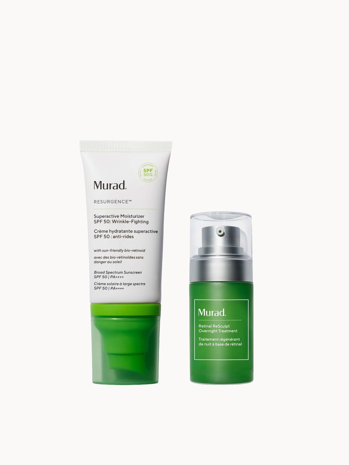 Murad Retinal ReSculpt Overnight Treatment 15ml & Murad Superactive Moisturiser SPF 50: Wrinkle Fighting 50ml Duo