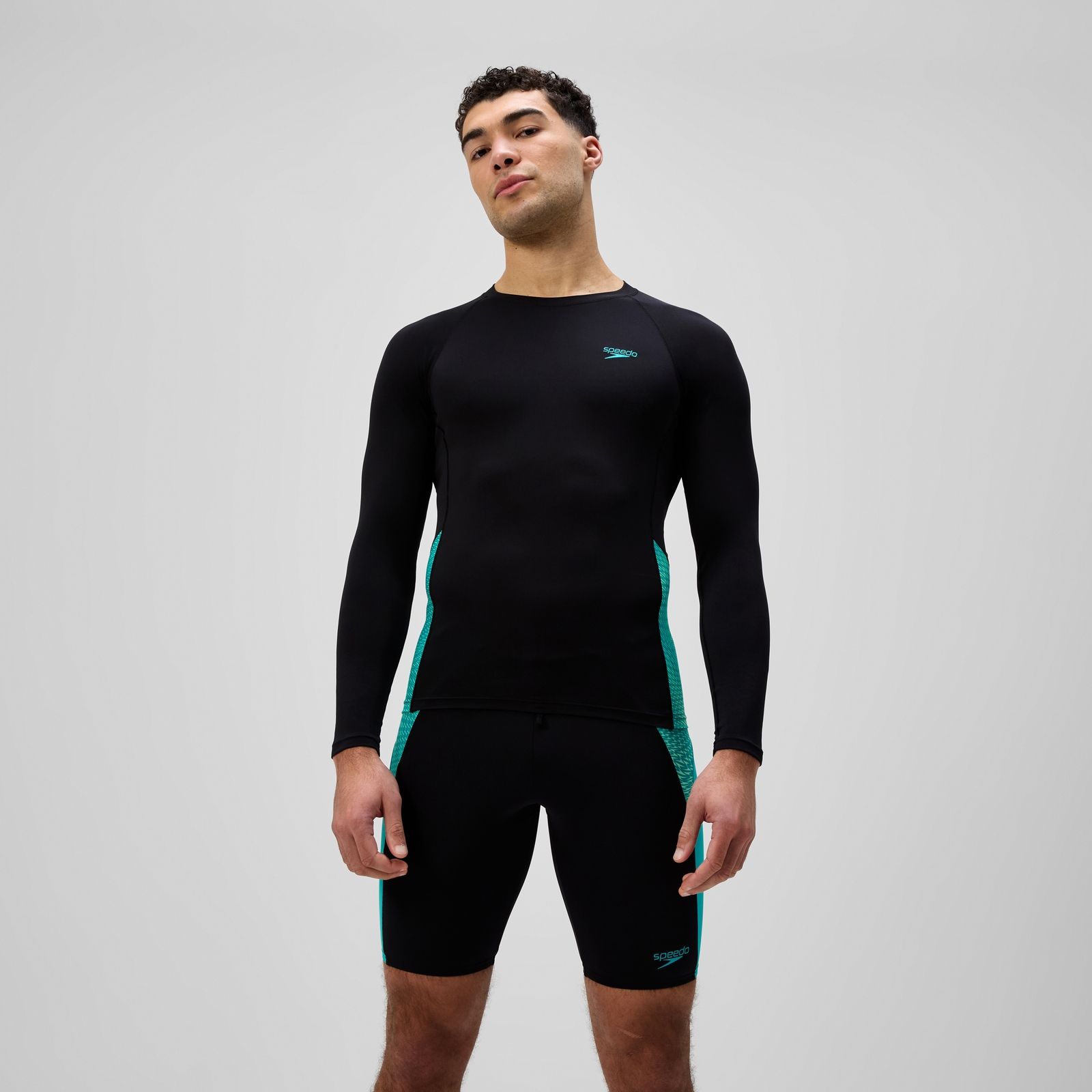 Men's Endurance+ MAX Splice Rashguard Black/Turquoise