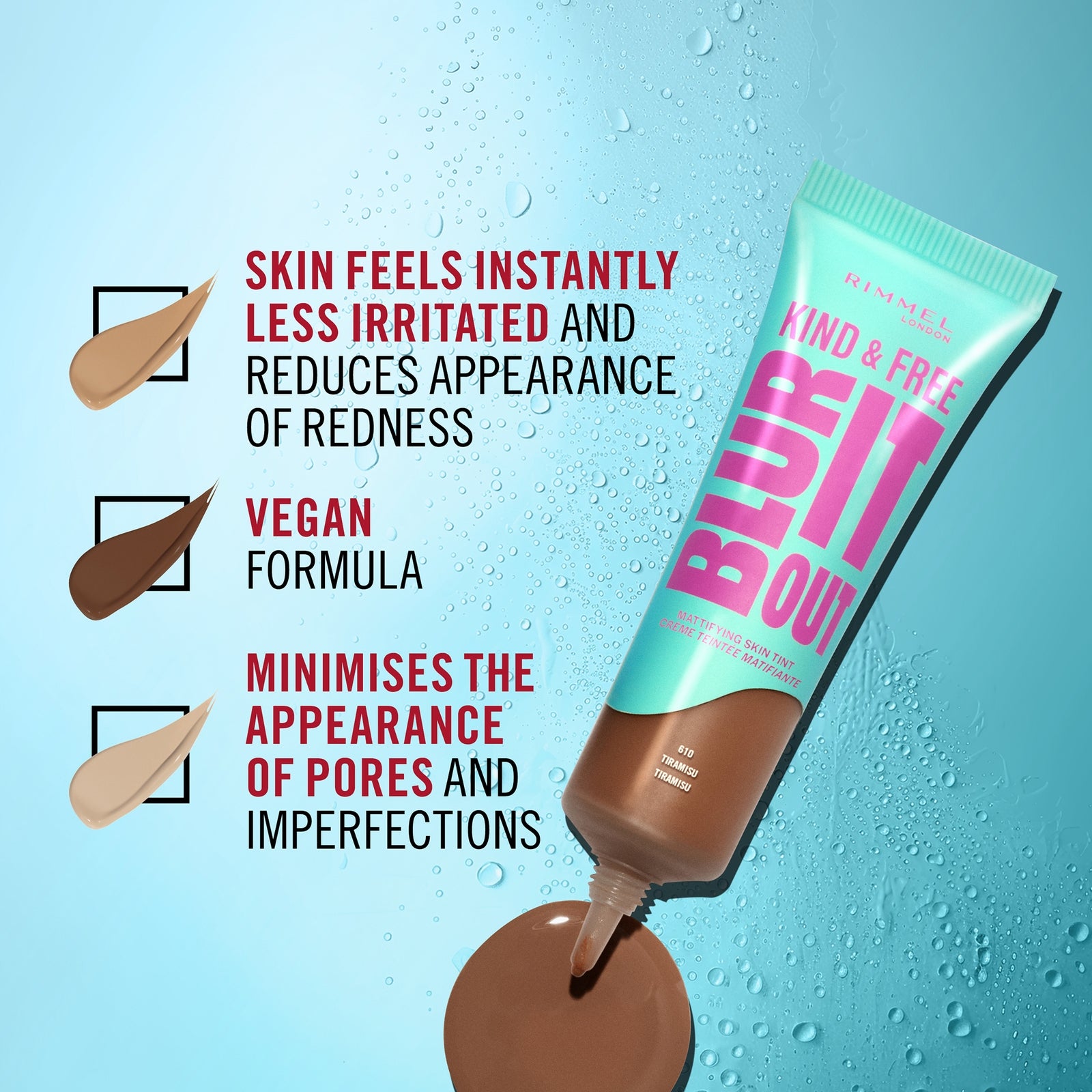 Rimmel London Kind & Free BLUR IT OUT Mattifying Skin Tint 30ml (Various Shades) - 160 Vanilla Vanilla 3