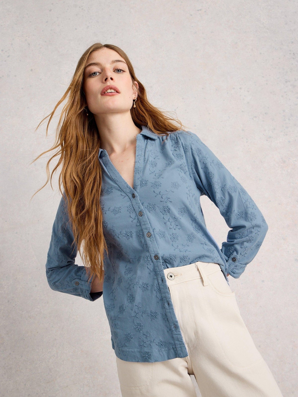 Bestickte Jerseybluse Annie - 40