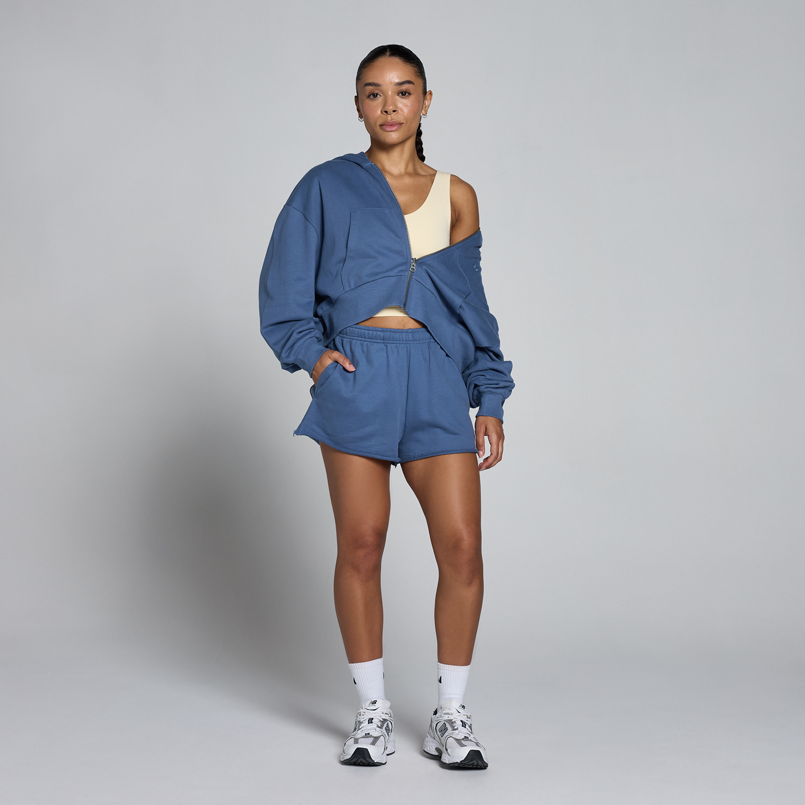 Thumbnail - MP Damen Leichter Loopback-Hoodie mit durchgehendem Reißverschluss - Schieferblau - L