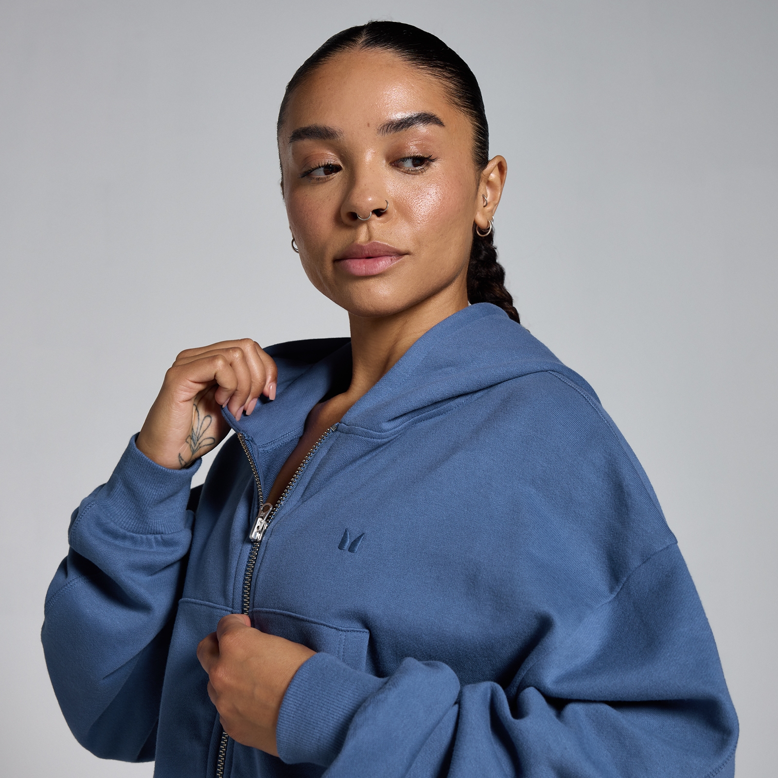 Thumbnail - MP Damen Leichter Loopback-Hoodie mit durchgehendem Reißverschluss - Schieferblau - L