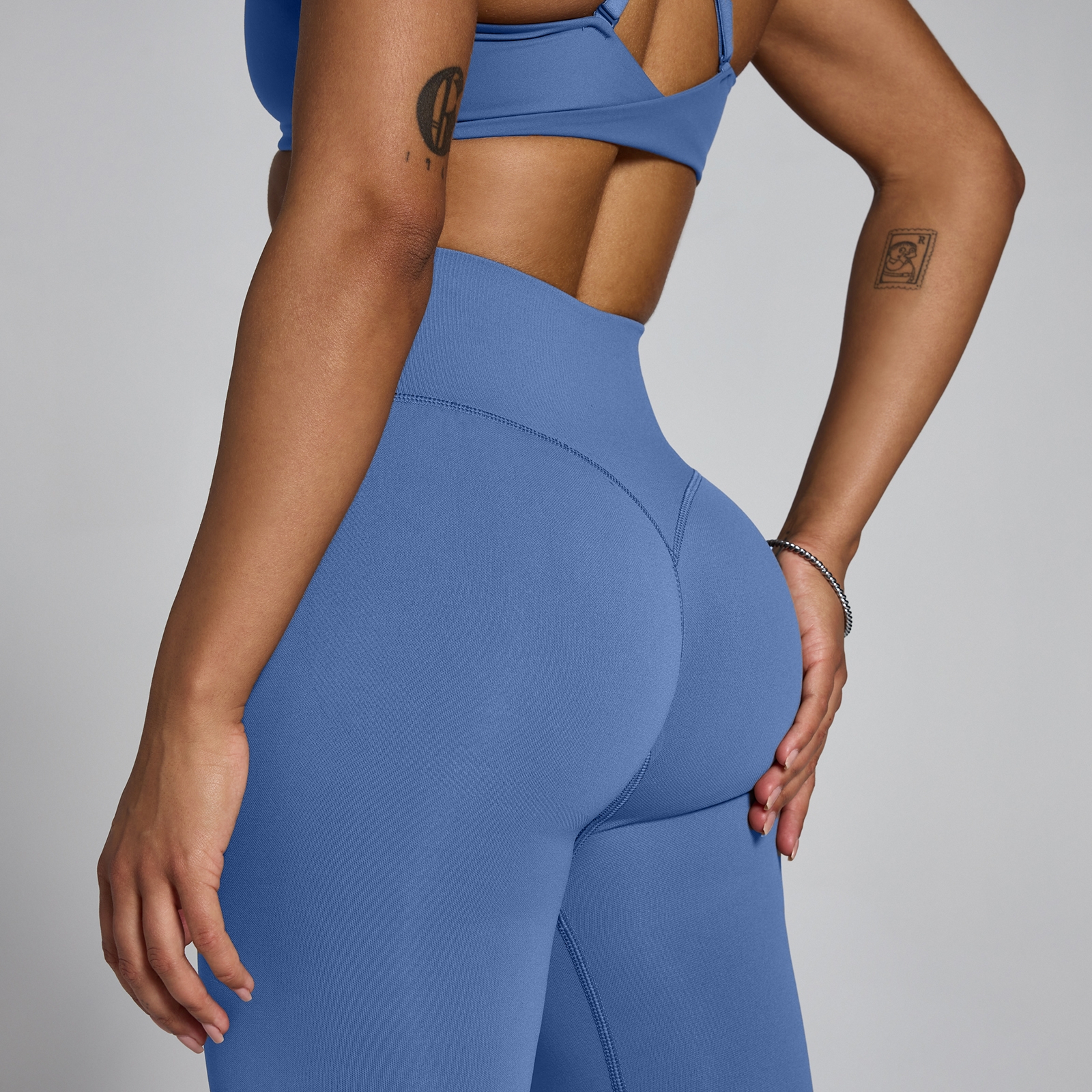 Thumbnail - MP Damen Tempo Hybrid Nahtlos Leggings - Slate Blue - L