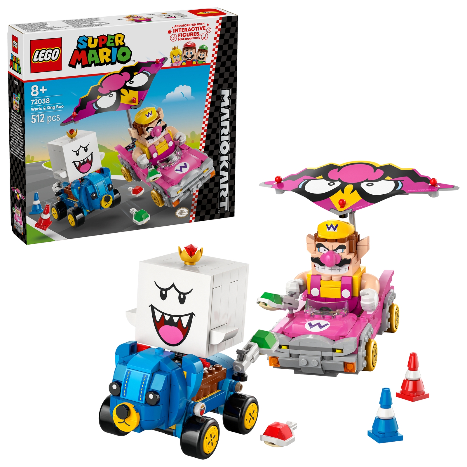 Image of LEGO® Super Mario™: Mario Kart™ – Wario & King Boo Figures and 2 Karts 72038