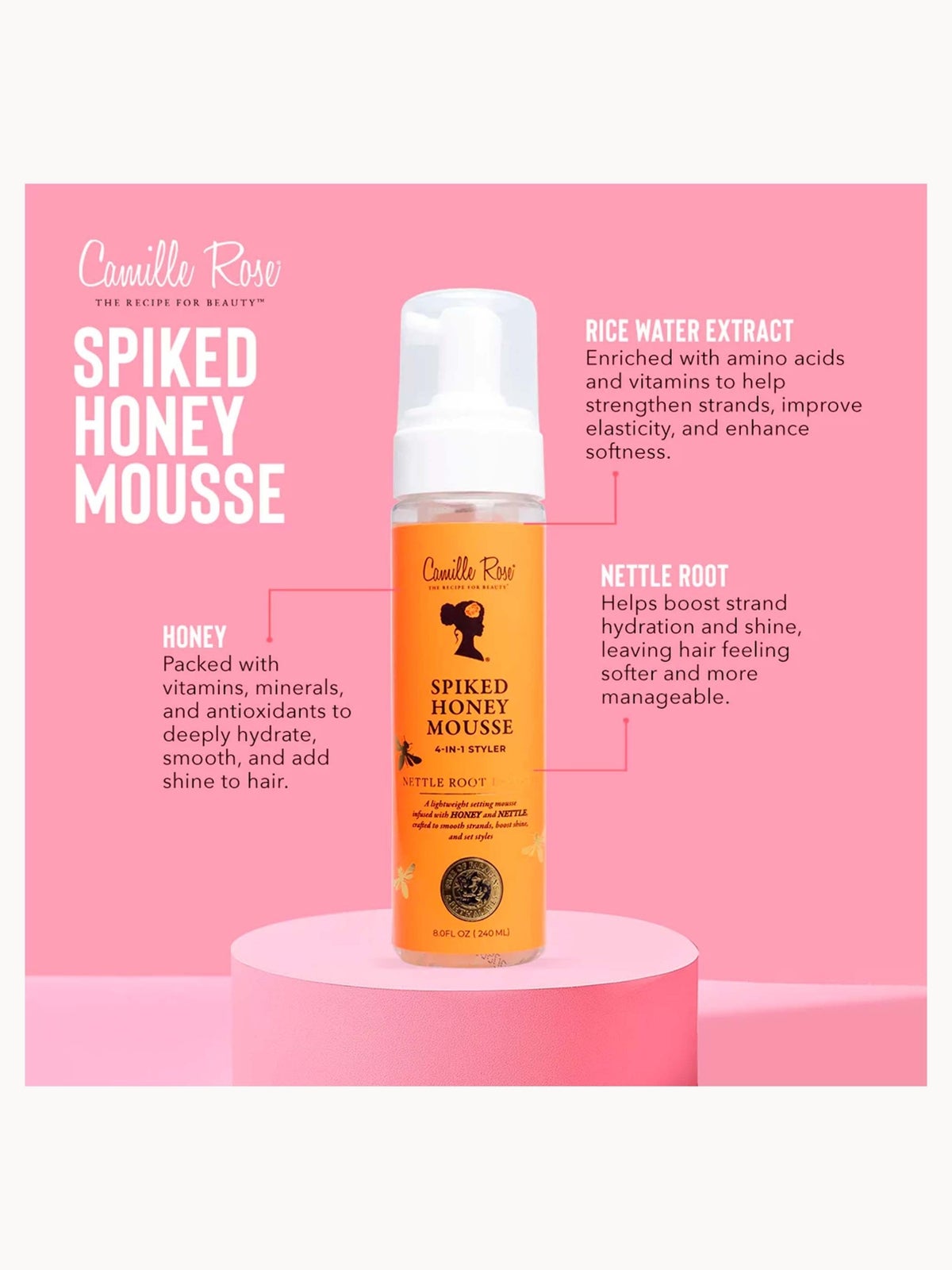 Camille Rose Spiked Honey 4-in-1 Styling Mousse 240ml 2
