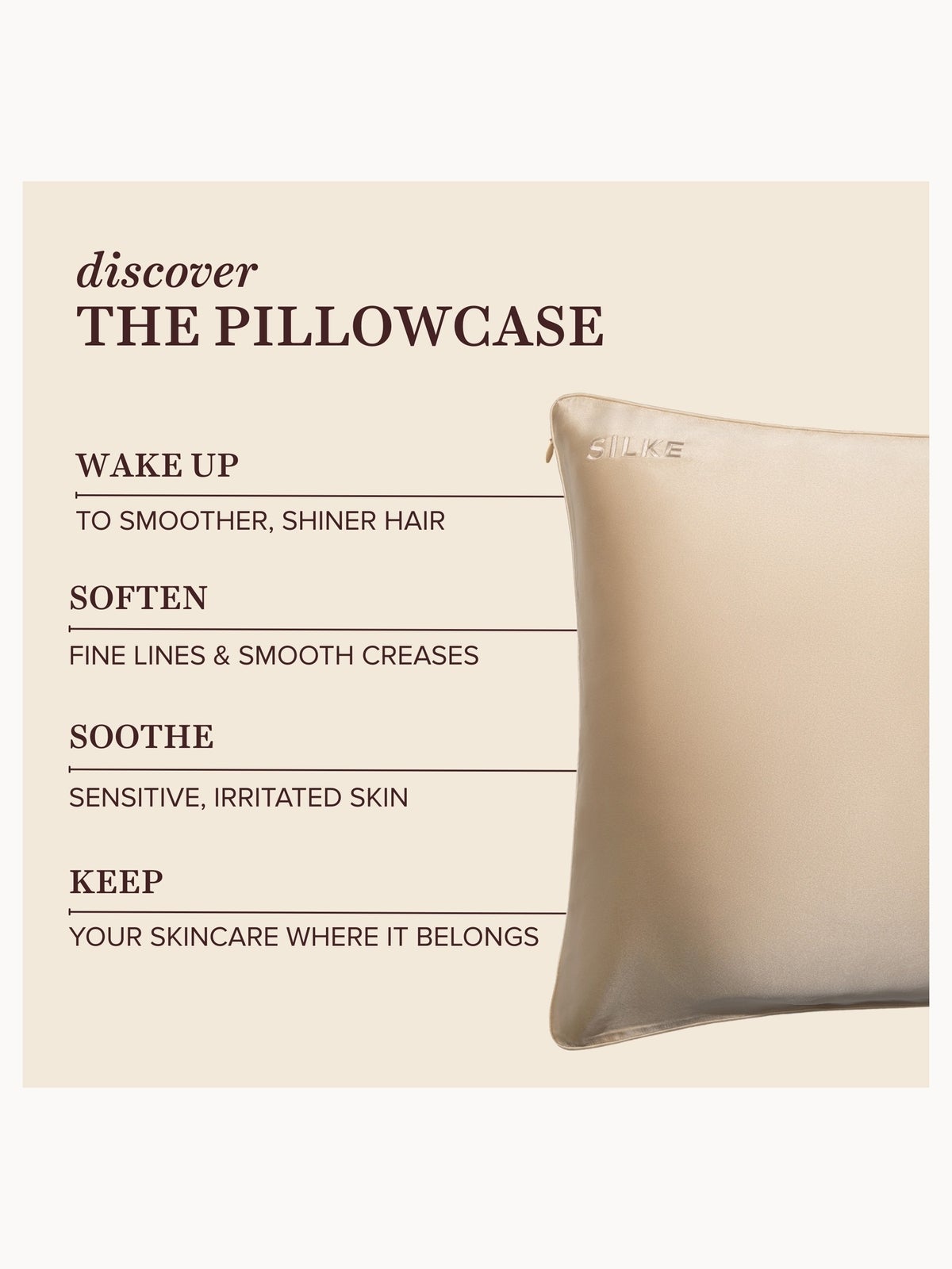 SILKE Silk Pillowcase - Queen - Caramel 2