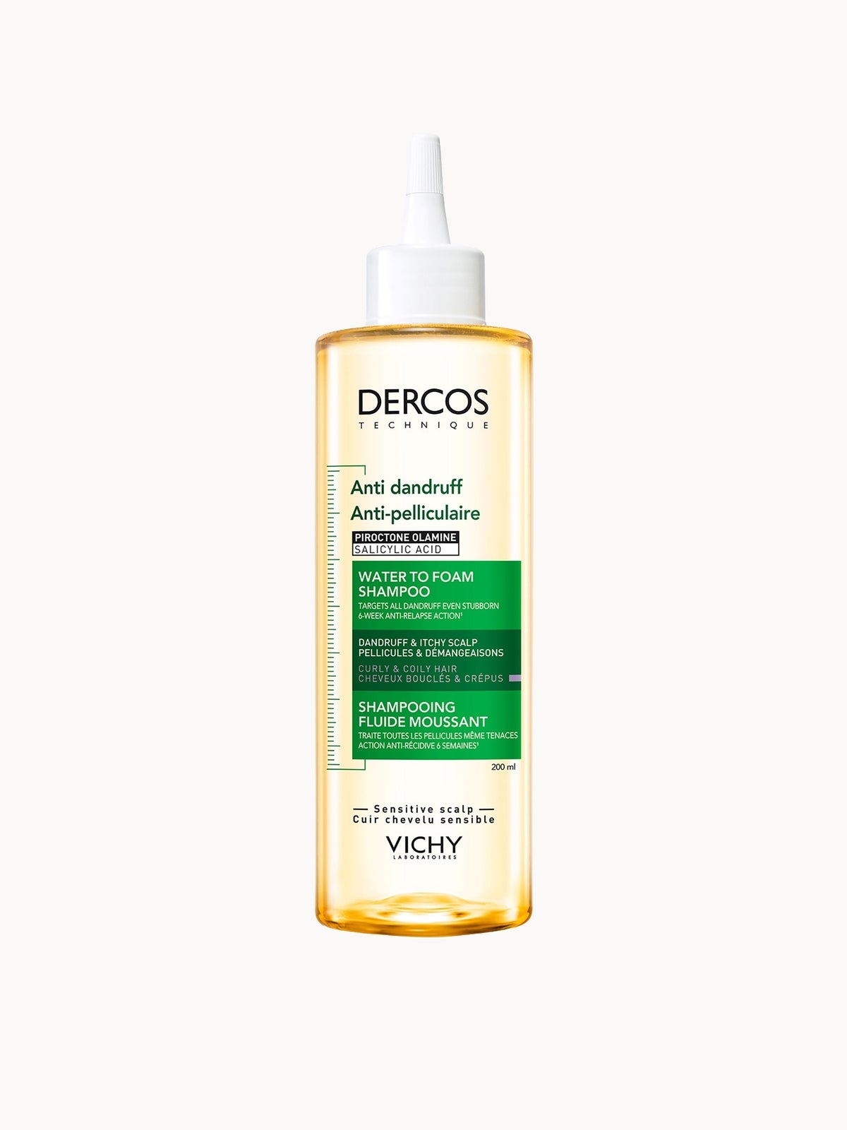 Vichy Dercos Anti-Dandruff Water To Foam Shampoo To Treat Dandruff On All Curls and Coils 200ml