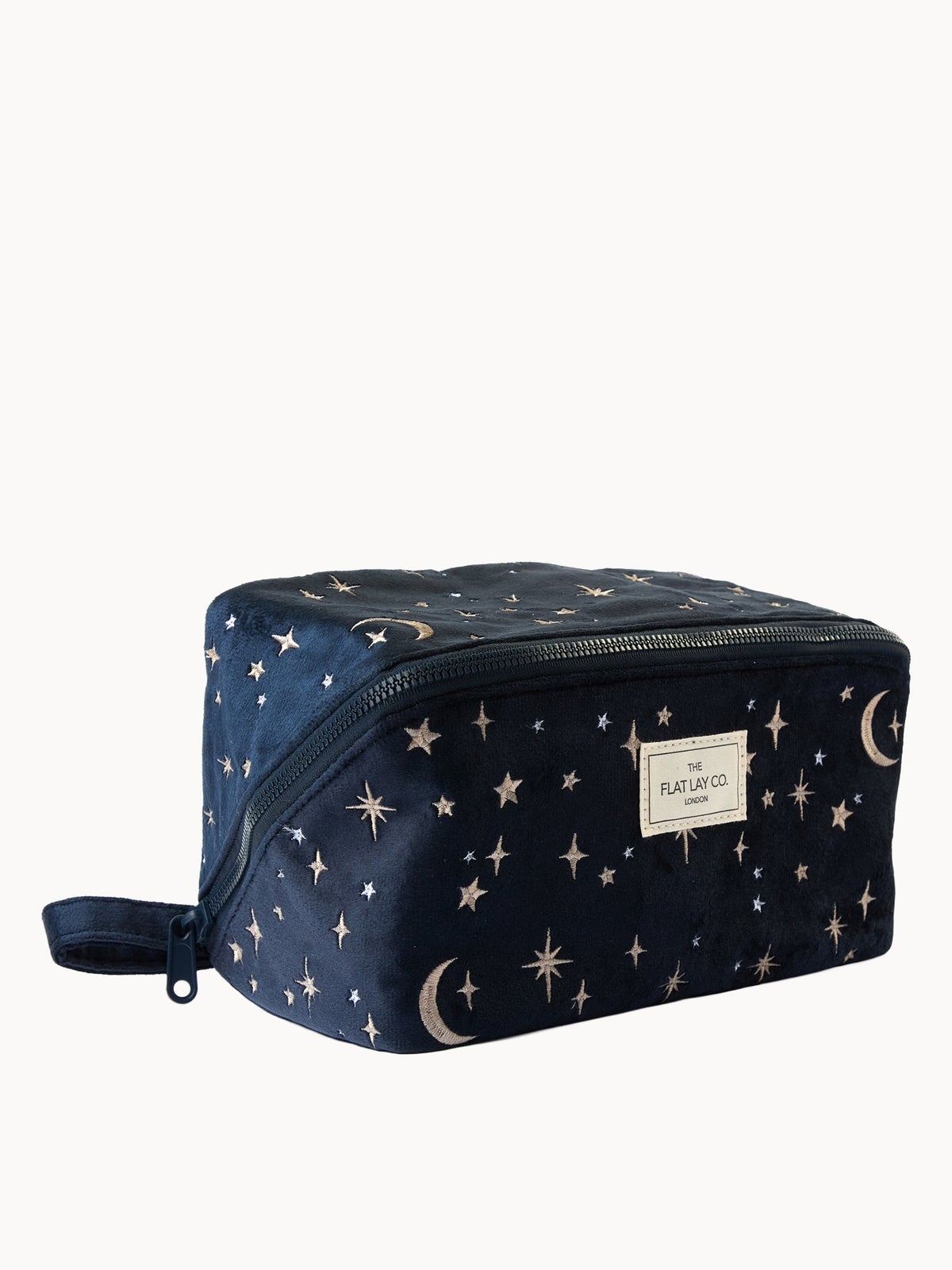 The Flat Lay Co. Flat Lay Makeup Box Bag - Celestial Blue Embroidered Velvet 2