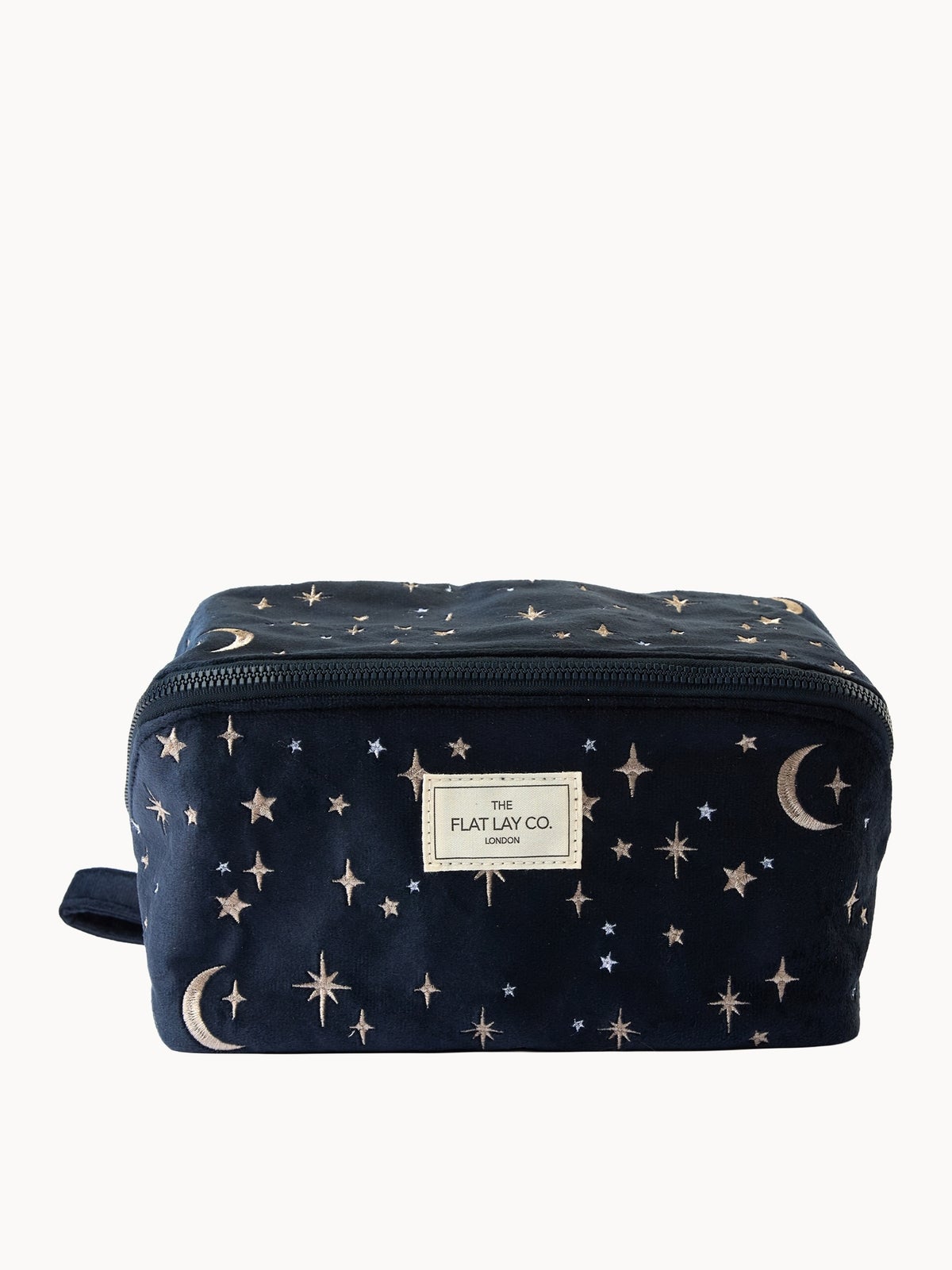 The Flat Lay Co. Flat Lay Makeup Box Bag - Celestial Blue Embroidered Velvet