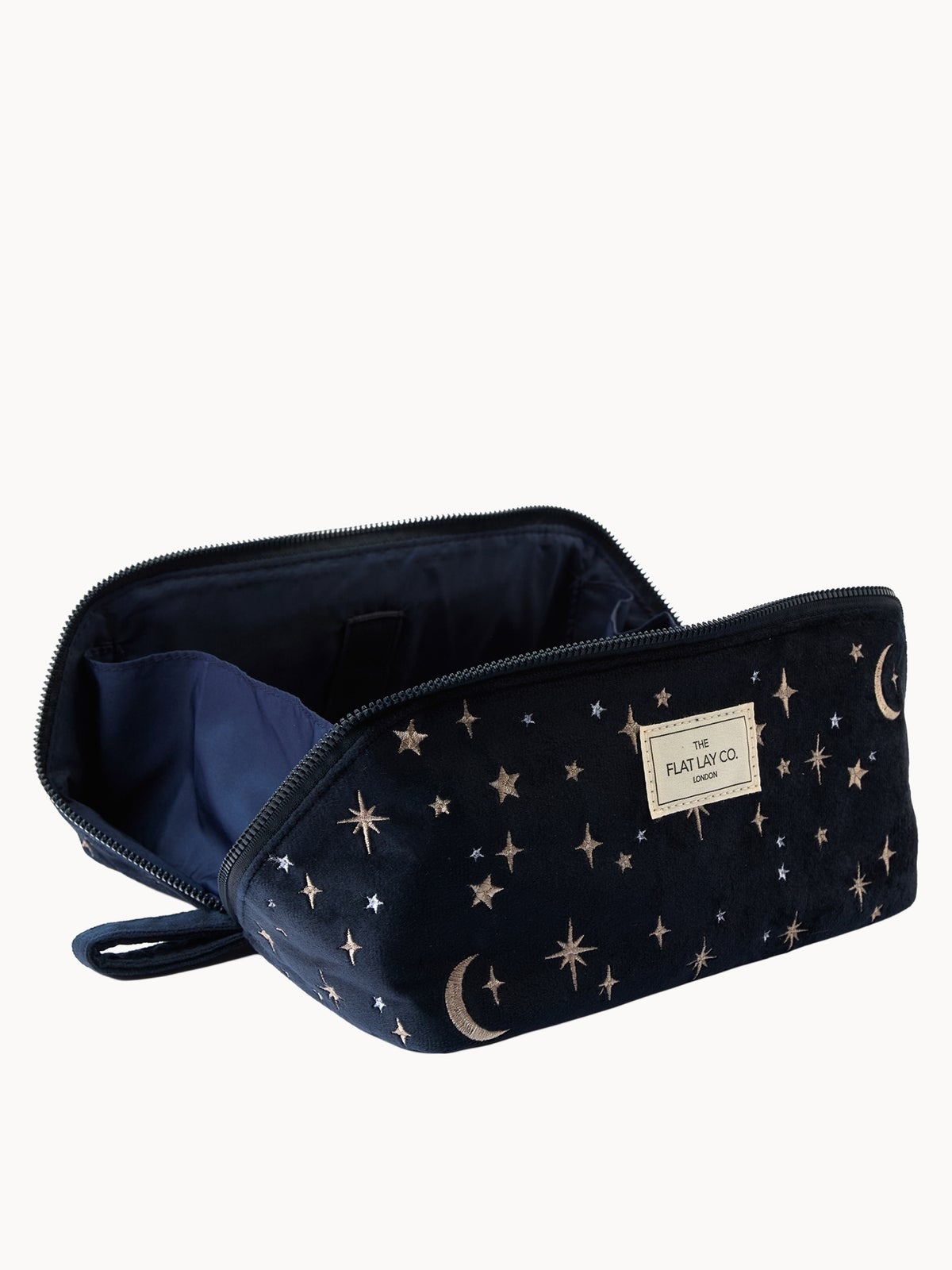 The Flat Lay Co. Flat Lay Makeup Box Bag - Celestial Blue Embroidered Velvet 3