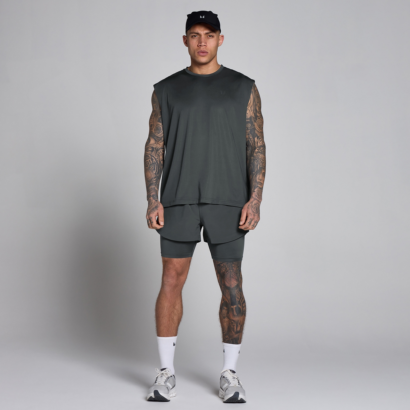 Thumbnail - MP Herren Hybrid Oversized Mesh Tank - Gewaschen Schwarz - XXXL