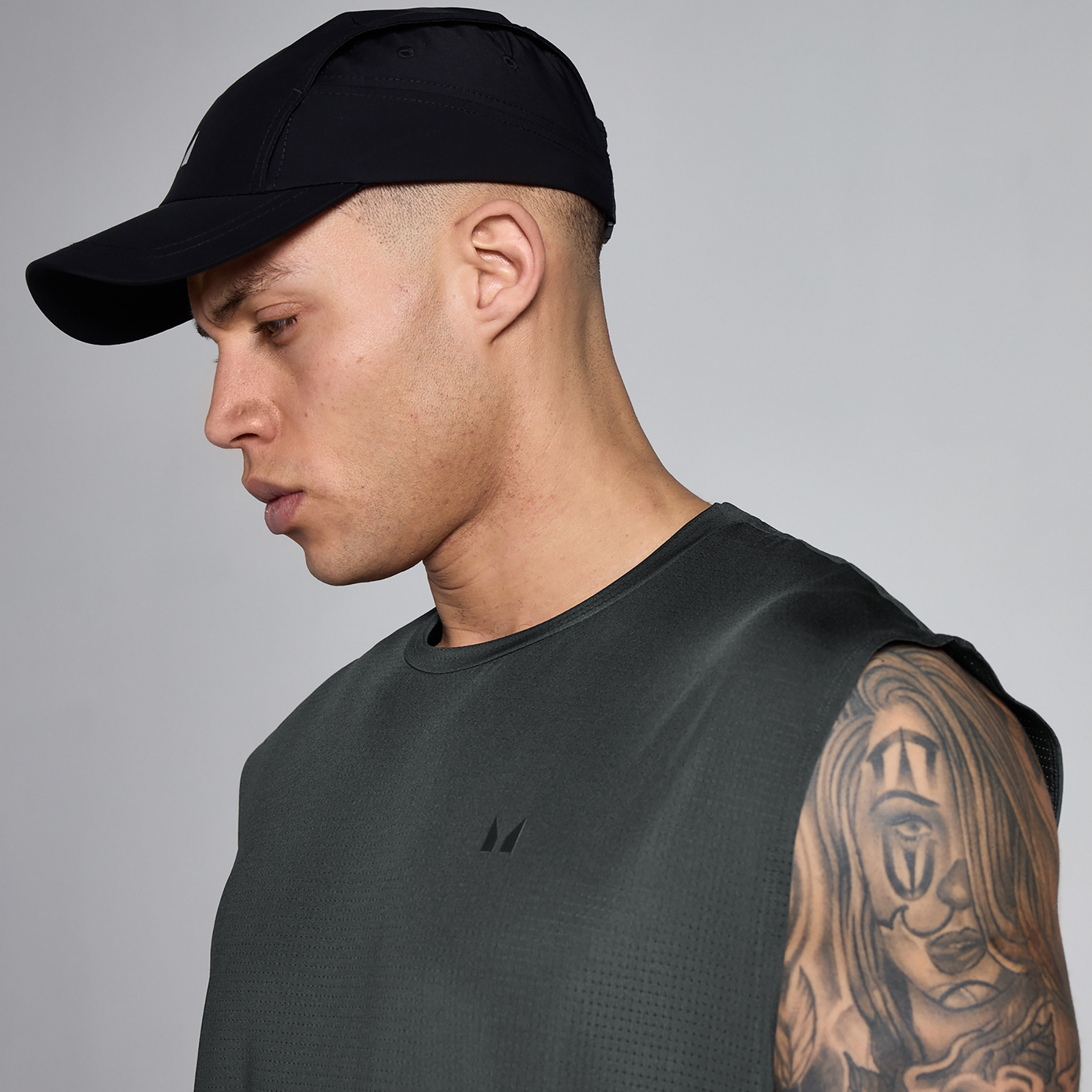 Thumbnail - MP Herren Hybrid Oversized Mesh Tank - Gewaschen Schwarz - XXXL