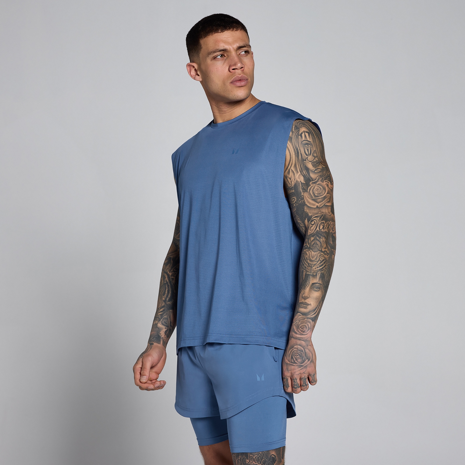 Myprotein UK MyProtein MP Men's Hybrid Oversized Mesh Tank - Slate Blue - XS