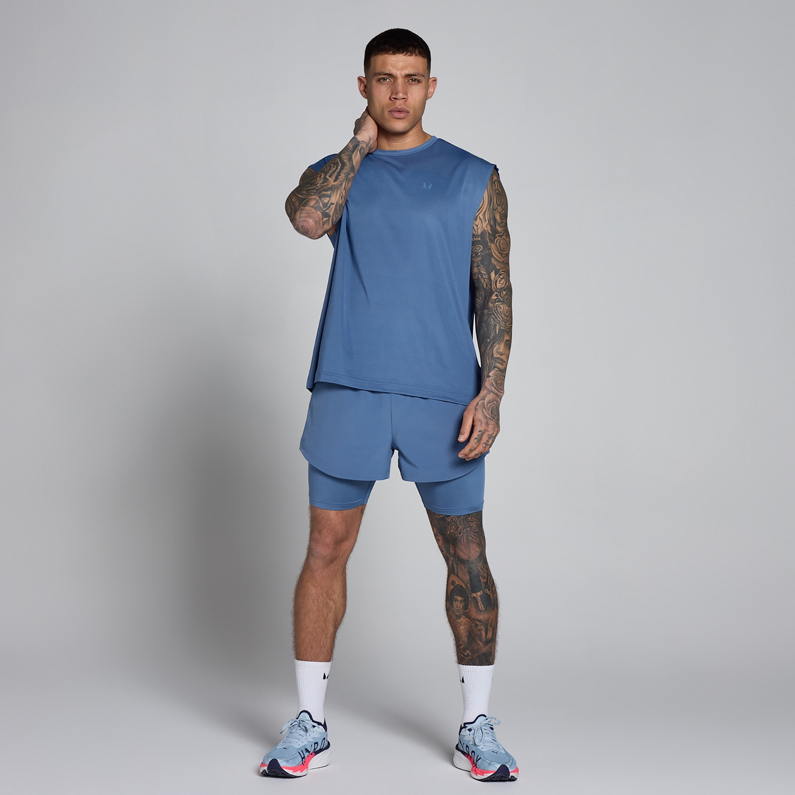 Thumbnail - MP Herren Hybrid Oversized Mesh Tank - Slate Blue - M