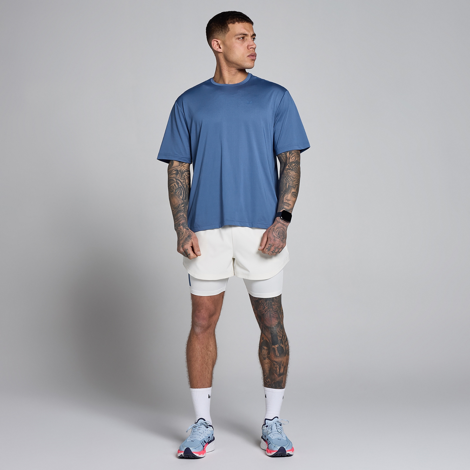 Thumbnail - MP Herren Hybrid Oversized Mesh T-Shirt - Schieferblau - XL
