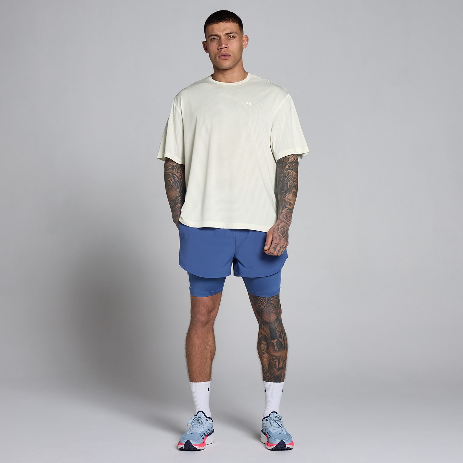 Thumbnail - MP Herren Hybrid Oversized Mesh T-Shirt - Nebel - L
