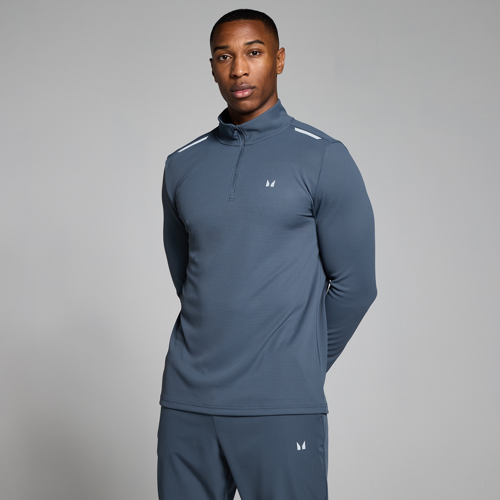 Myprotein UK MyProtein MP Men's Active Gridded 1/4 Zip - Slate Grey
