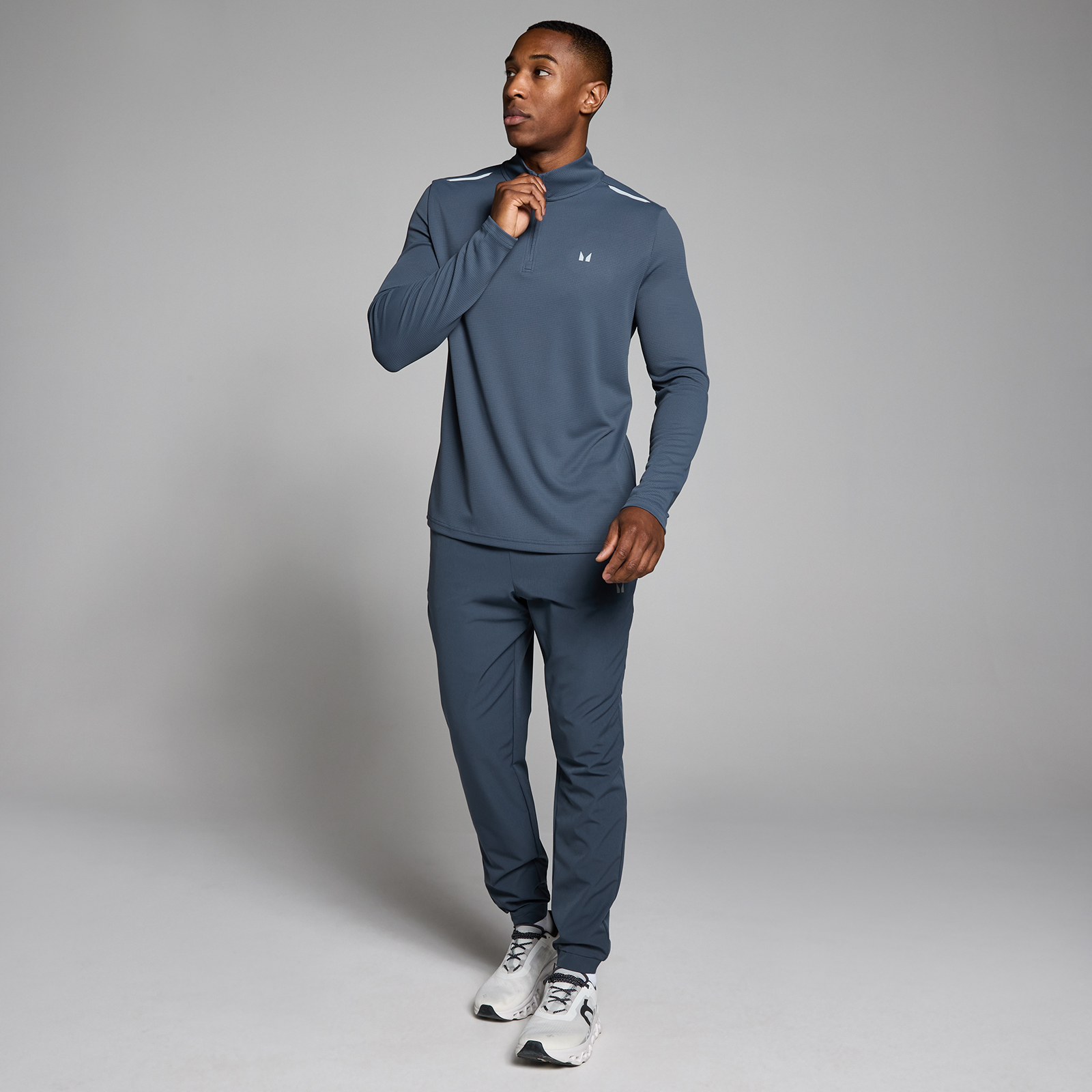 Thumbnail - MP Herren Active Gridded 1/4 Zip - Schiefergrau - XXXL