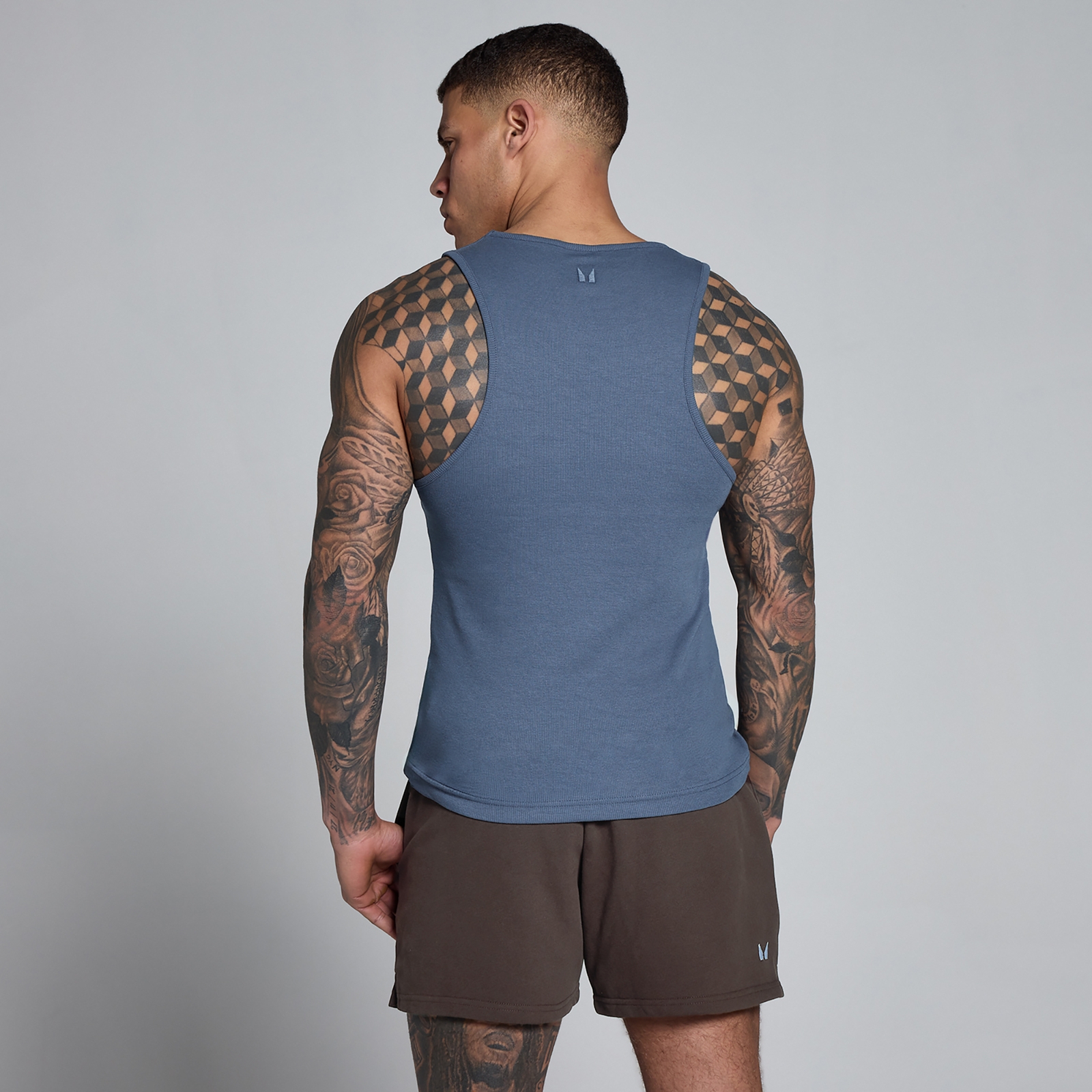 MP Herren Lift Ribbed Muscle Fit Top - Charcoal Blue - XXXL