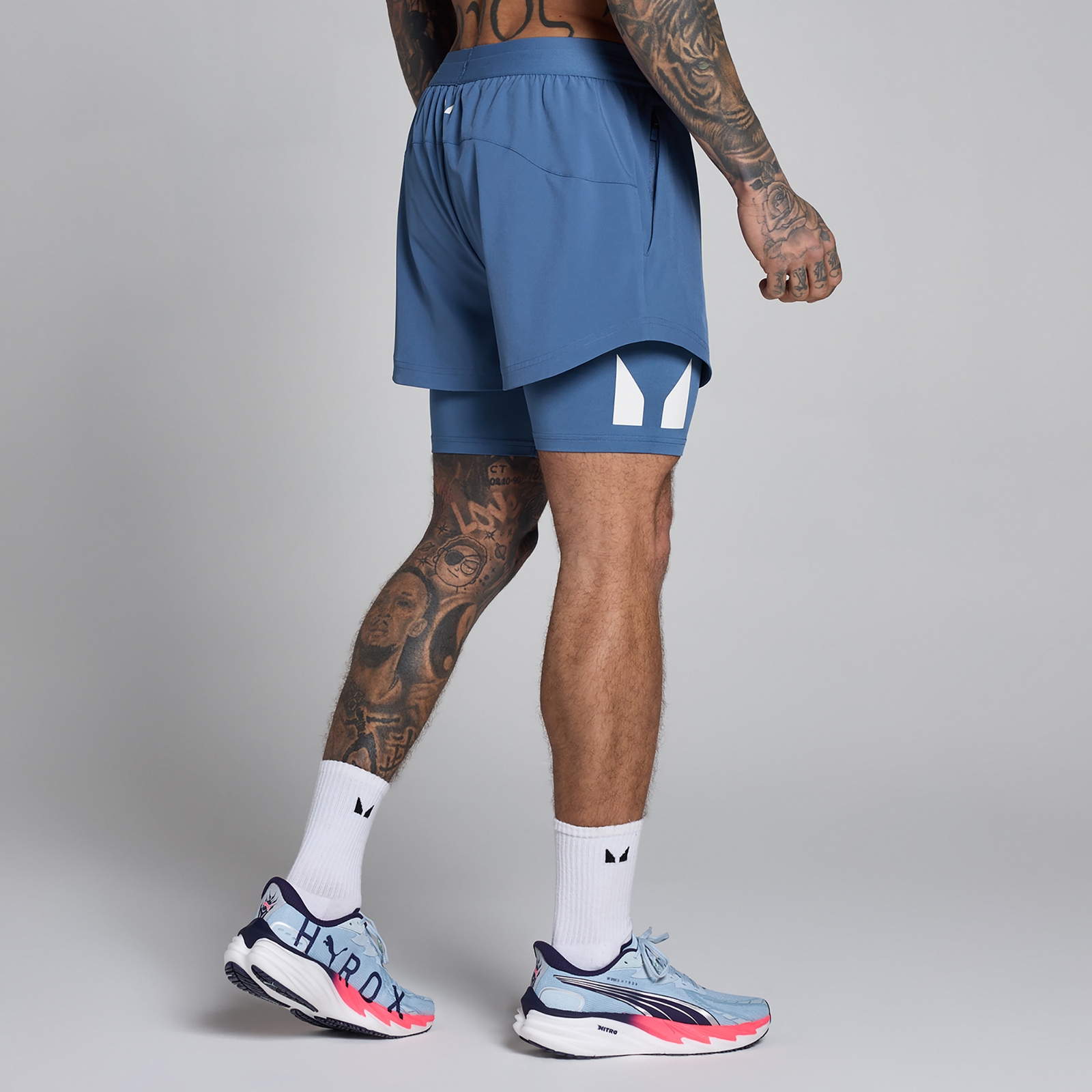 MP Herren Hybrid 5  2-in-1 Shorts - Schieferblau - XXL