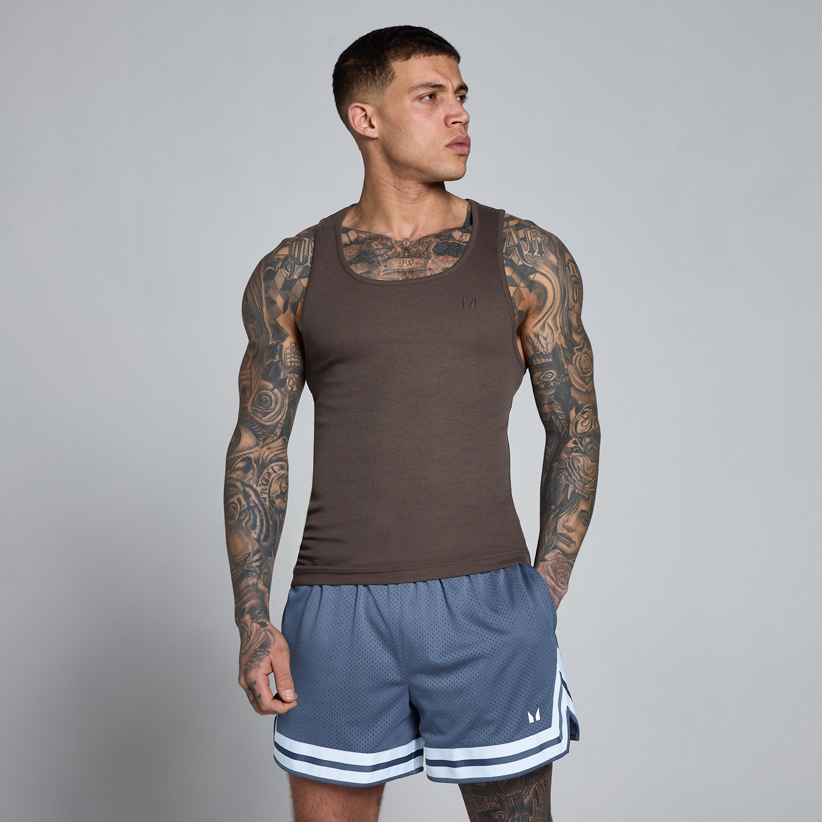 MP Men's Lift Ribbed Muscle Fit Tank - Chocolate - XS