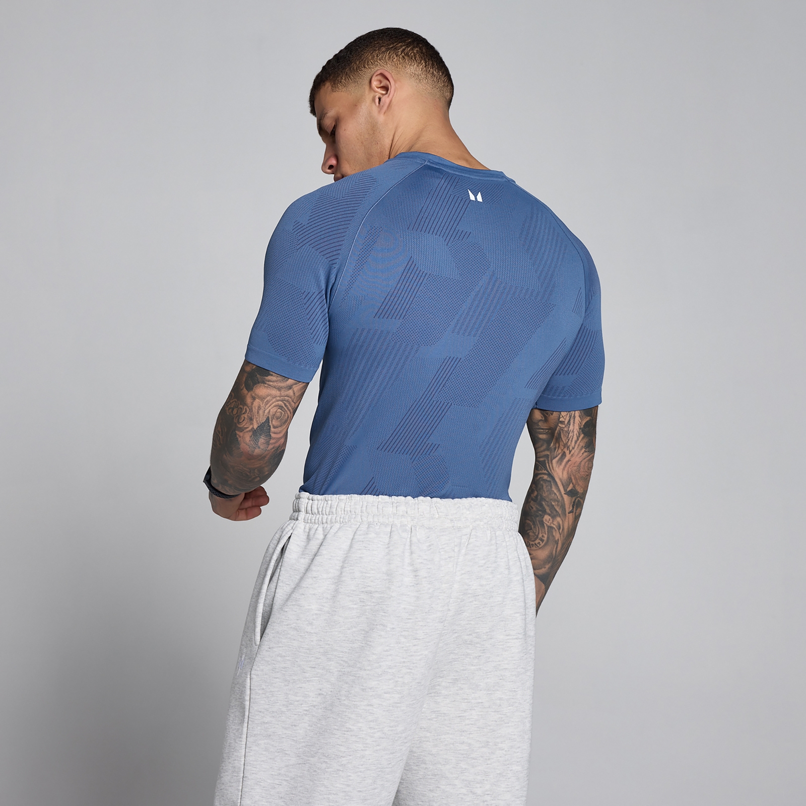 MP Herren Tempo Pillar Grafik Nahtlos T-Shirt - Schieferblau - M