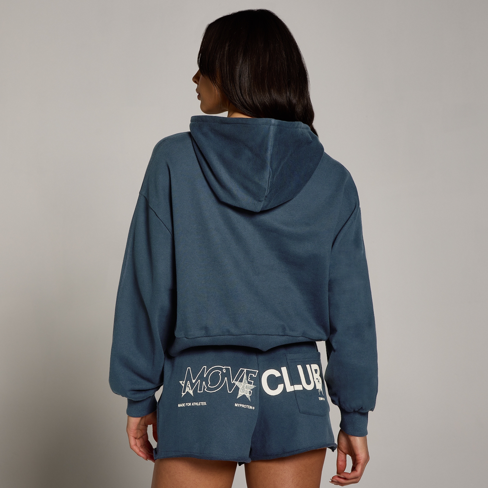 MP Damen Move Club Graphic Lightweight Loopback Zip Through Hoodie - Faded Blue - L